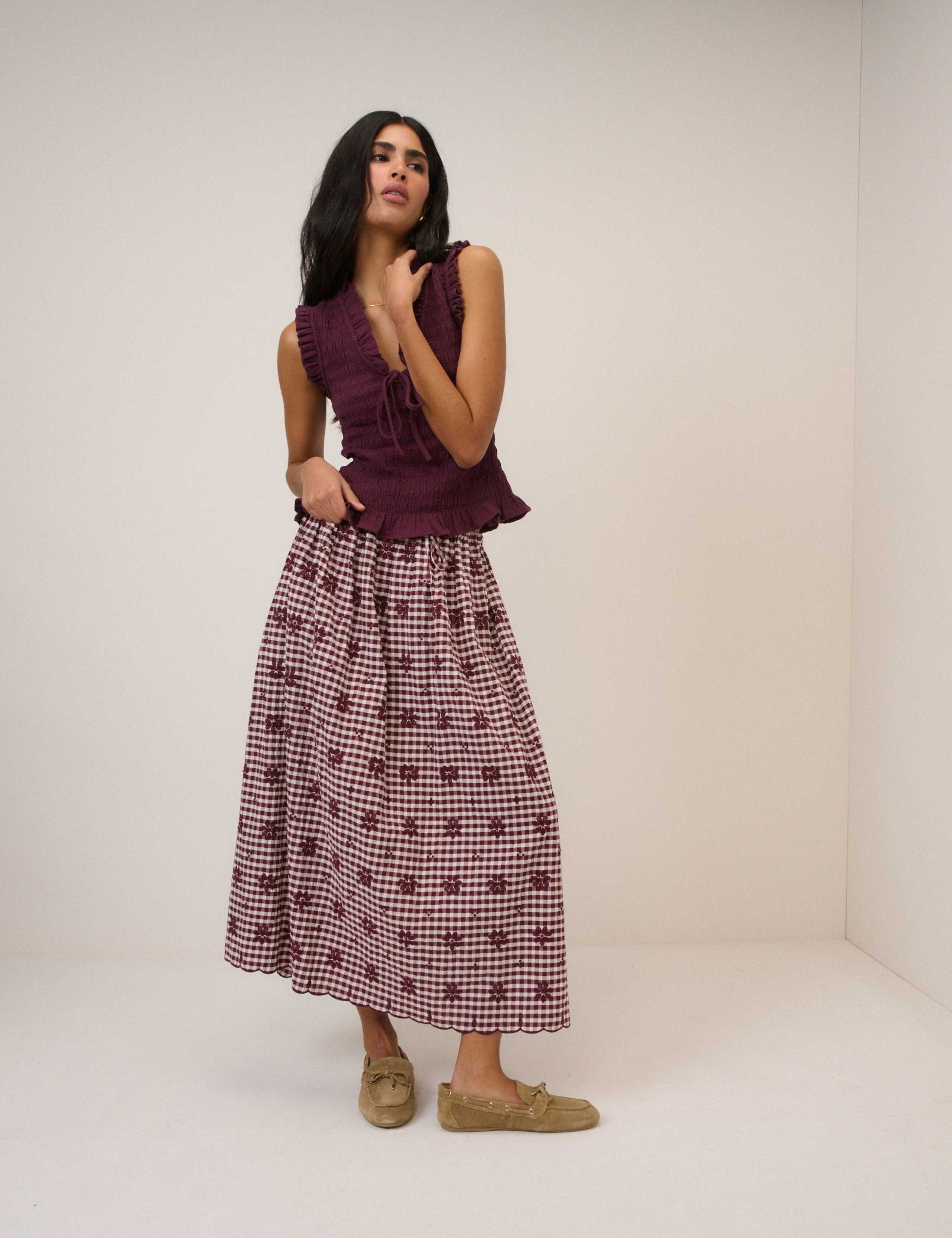 Pure Cotton Floral Midi Slip Skirt 1 of 5