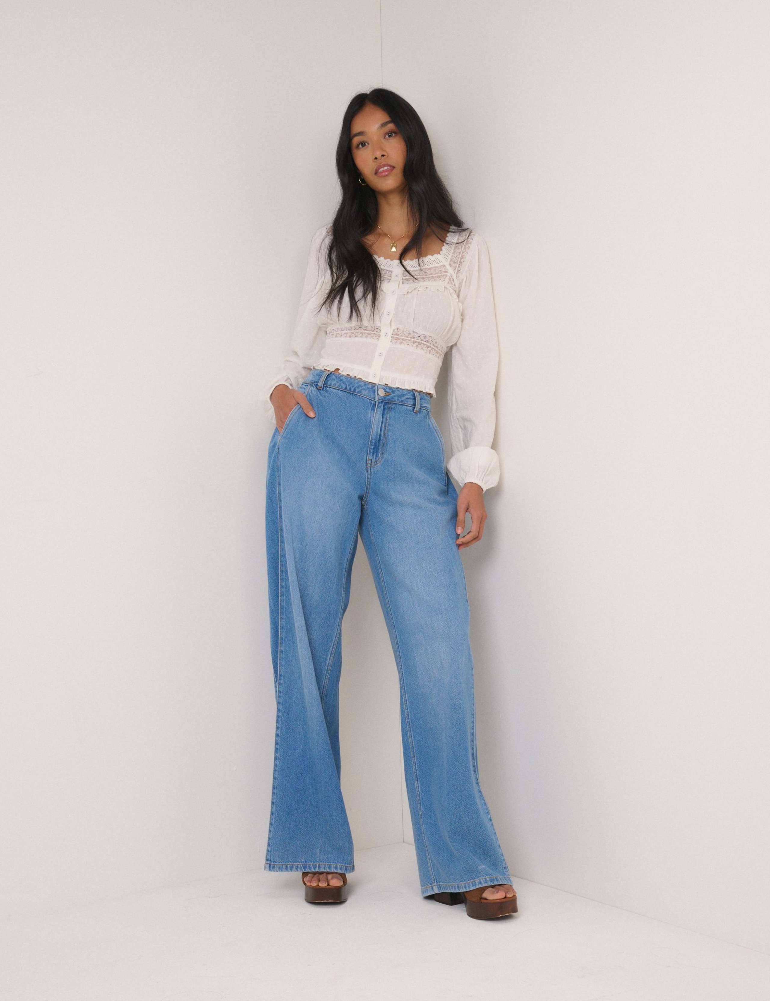 Pure Cotton Embroidered Lace Insert Top 4 of 5