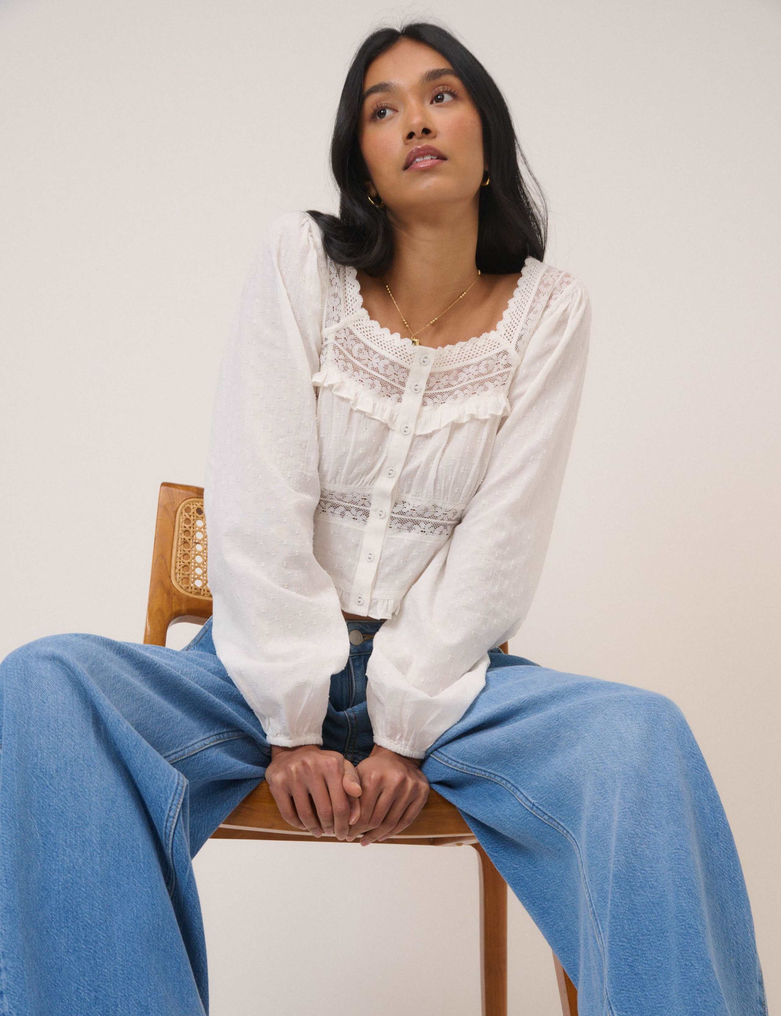 Pure Cotton Embroidered Lace Insert Top 5 of 5