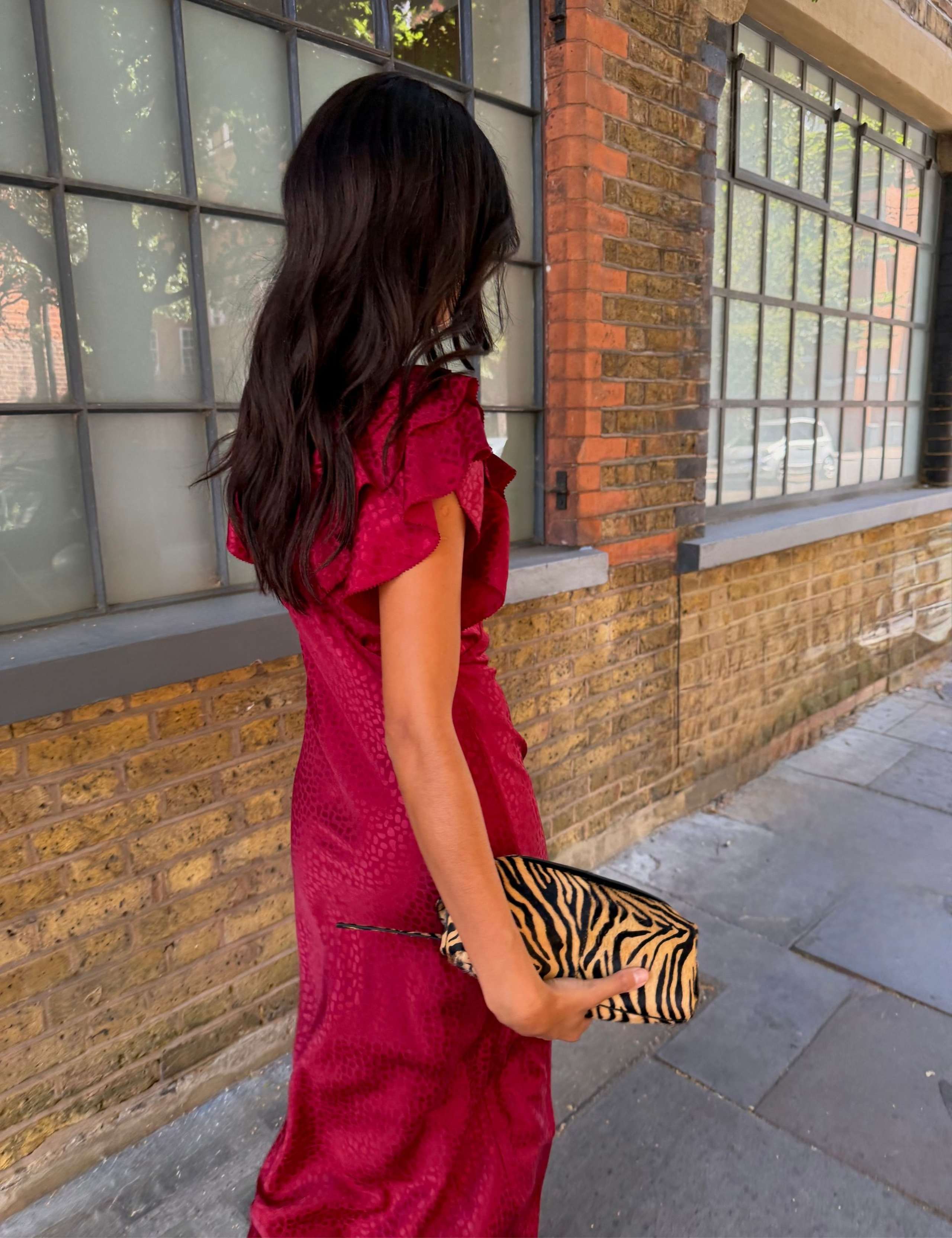 Printed V Neck Frill Maxi Dress 3 of 5