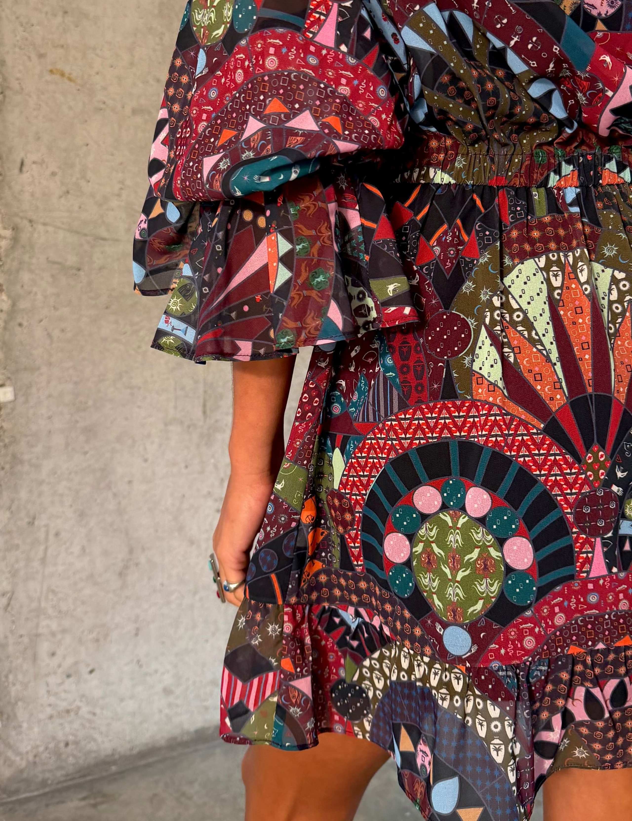 Paisley Crew Neck Smock Mini Dress 2 of 4