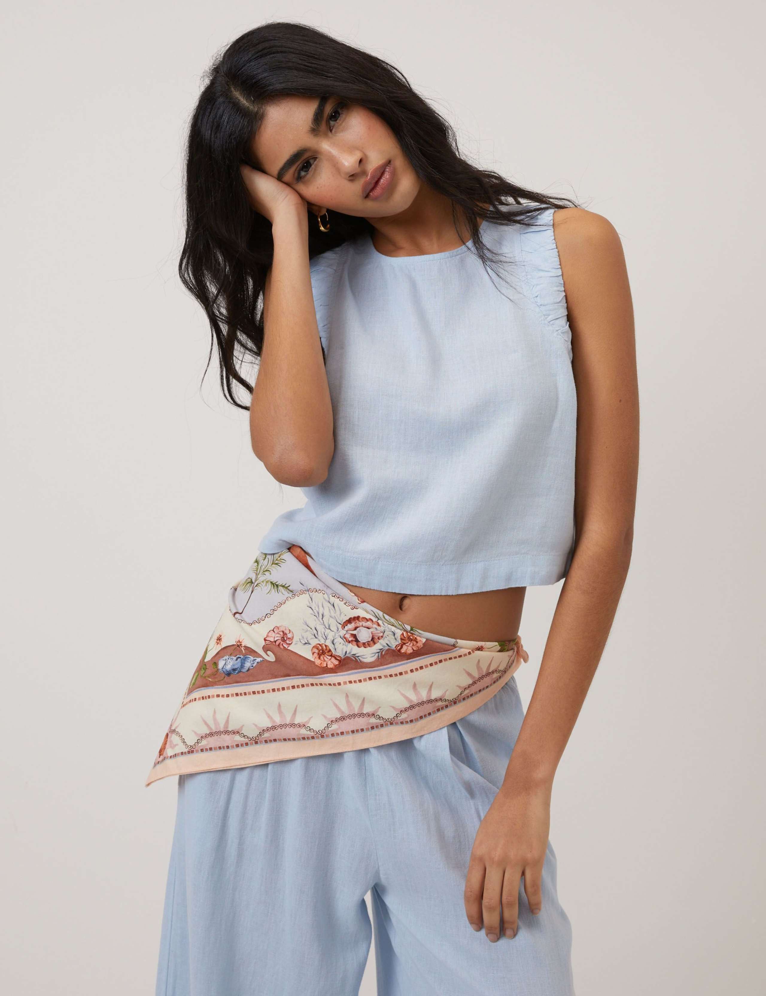 Linen Rich Ruched Vest Top 3 of 7