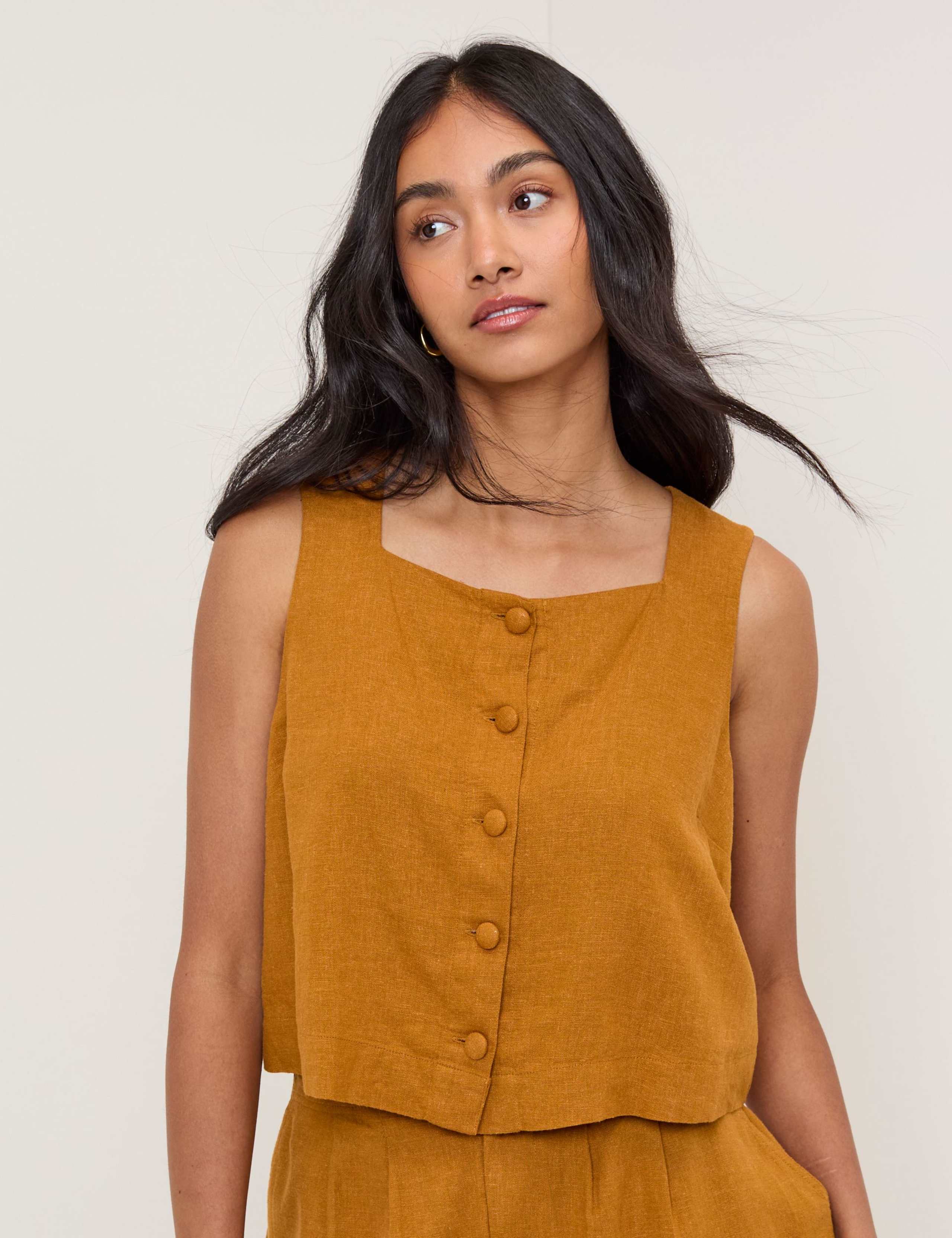 Linen Rich Square Neck Top 1 of 8