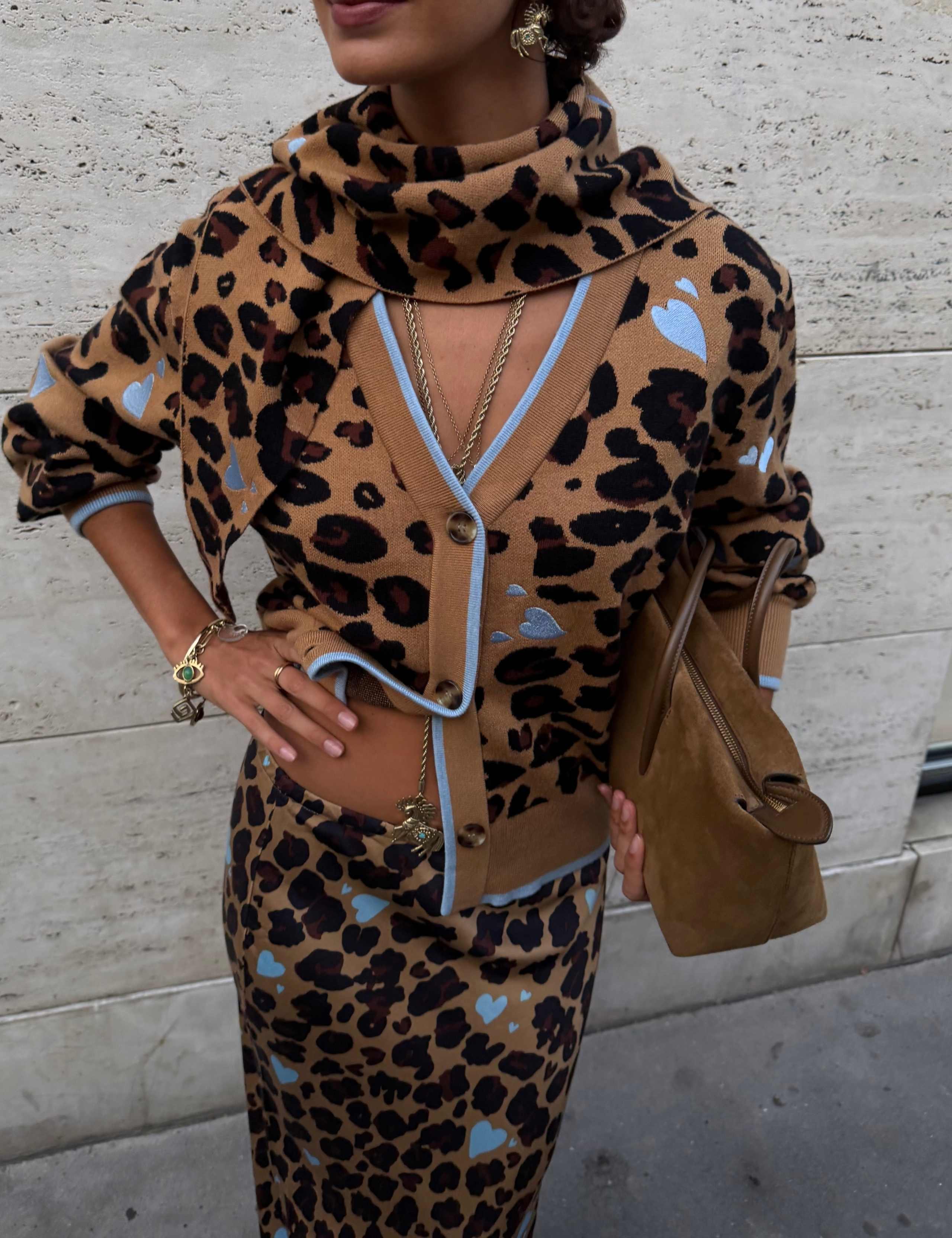 Leopard Print V Neck Button Front Relaxed Cardigan 4 of 4