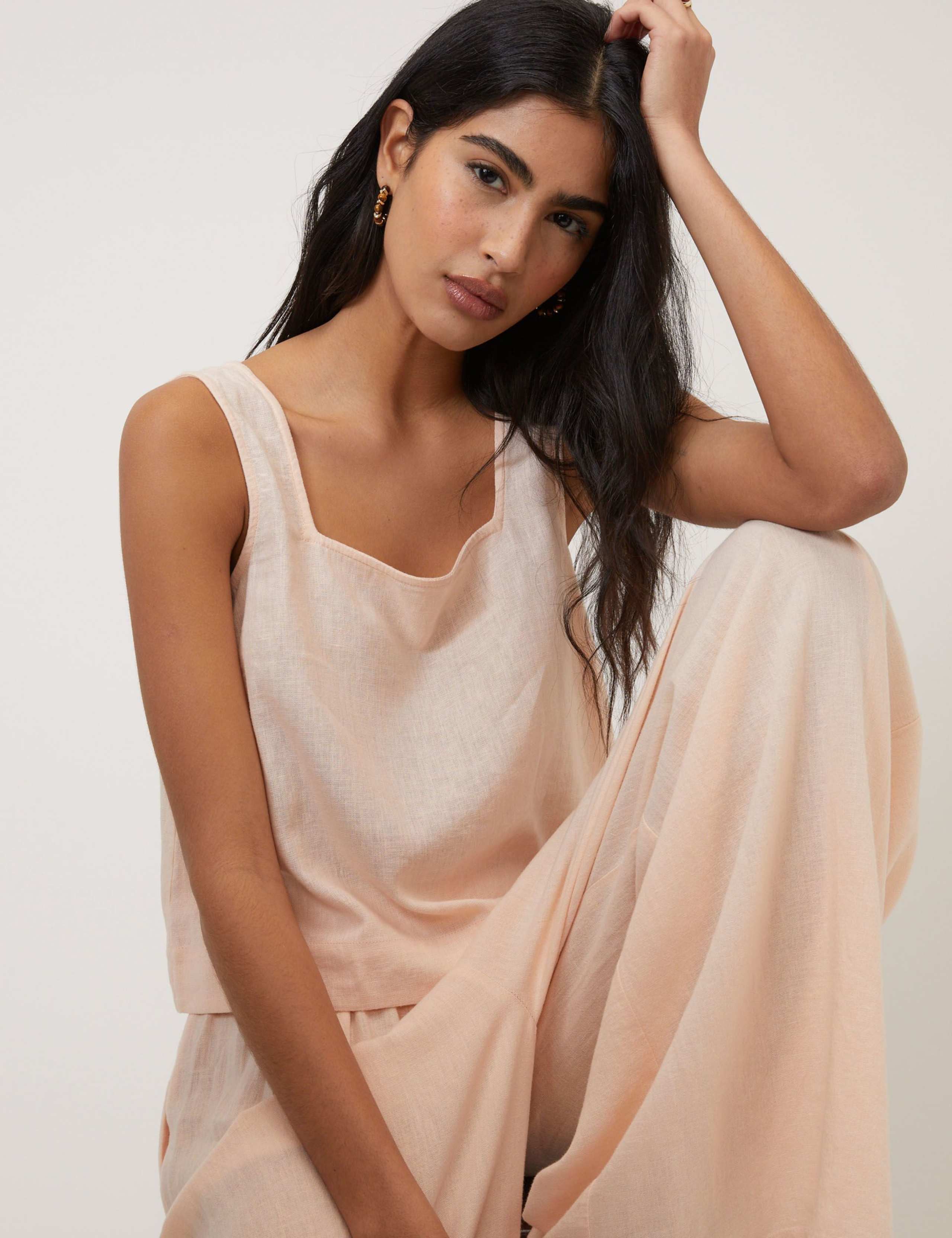 Linen Rich Square Neck Crop Top 4 of 7