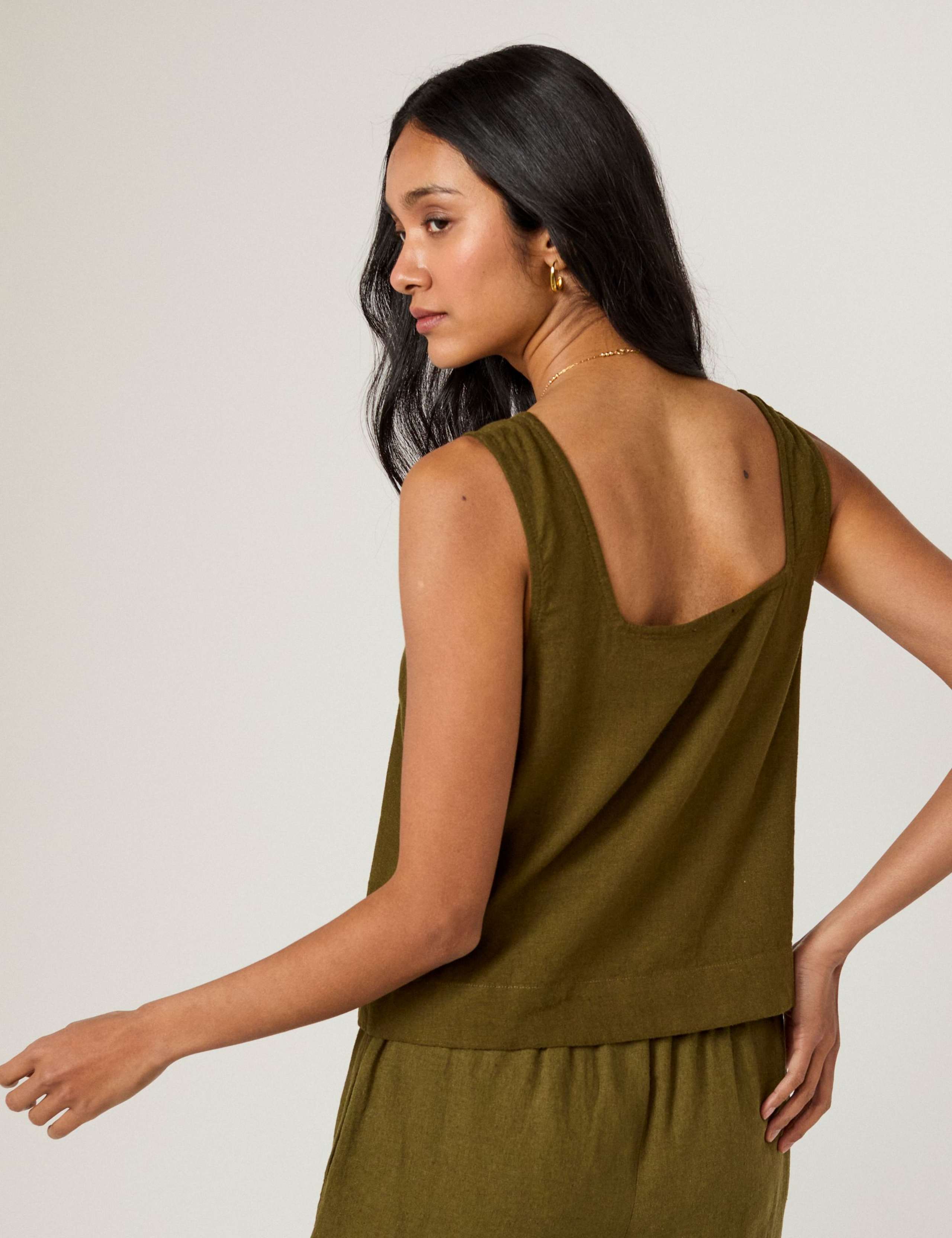 Linen Rich Square Neck Crop Top 5 of 5