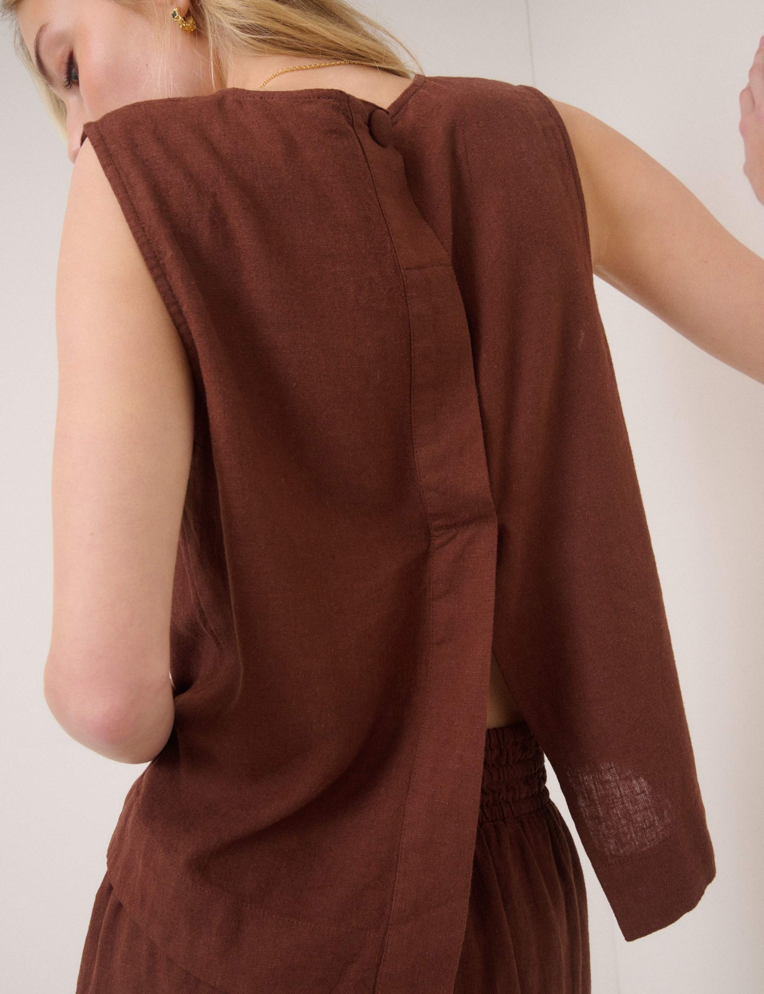 Linen Rich Round Neck Vest Top 5 of 5