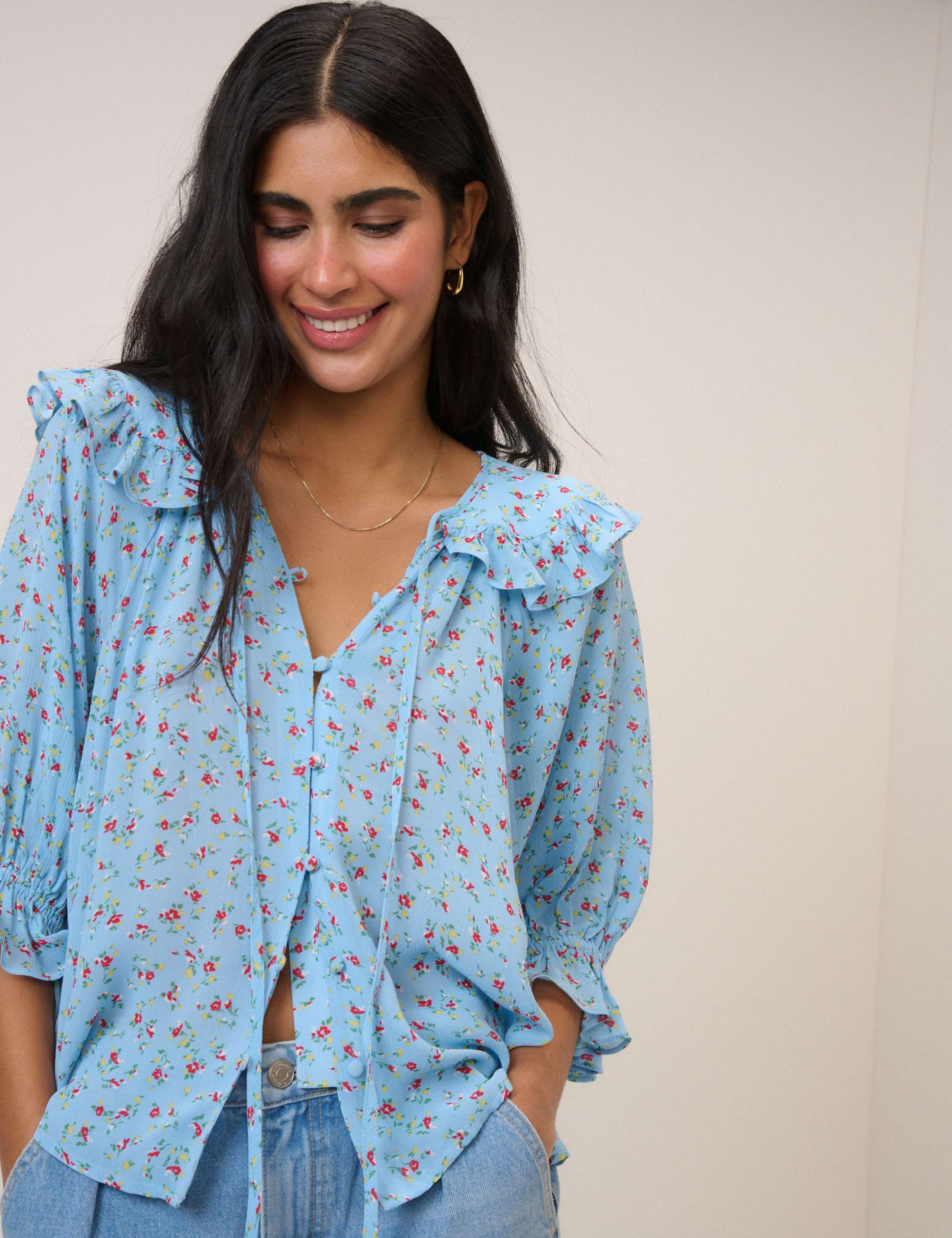 Floral Tie Neck Relaxed Blouse 5 of 5
