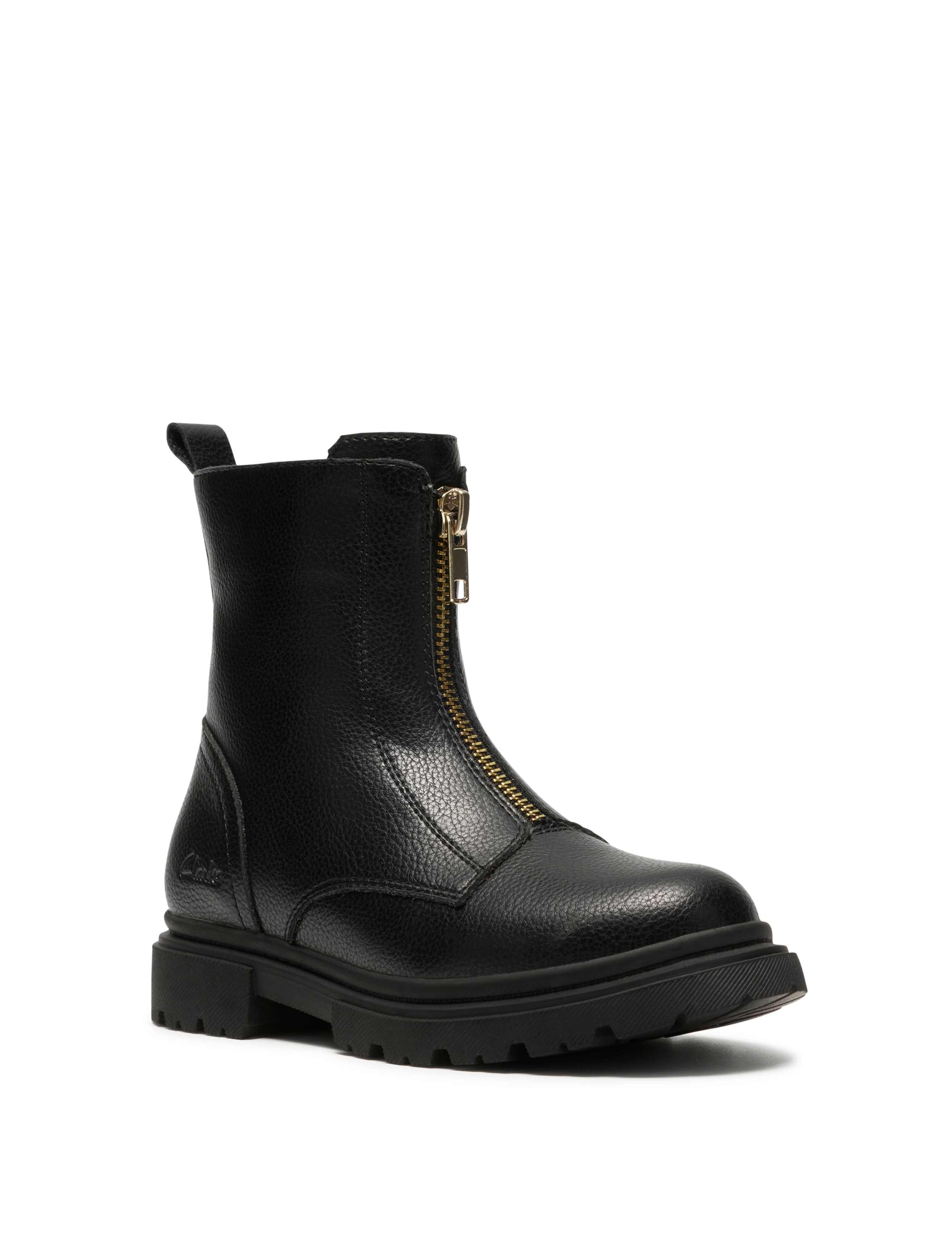 Kids Zip Up Chunky Ankle Boots (7 Small-2 Large) 3 of 6
