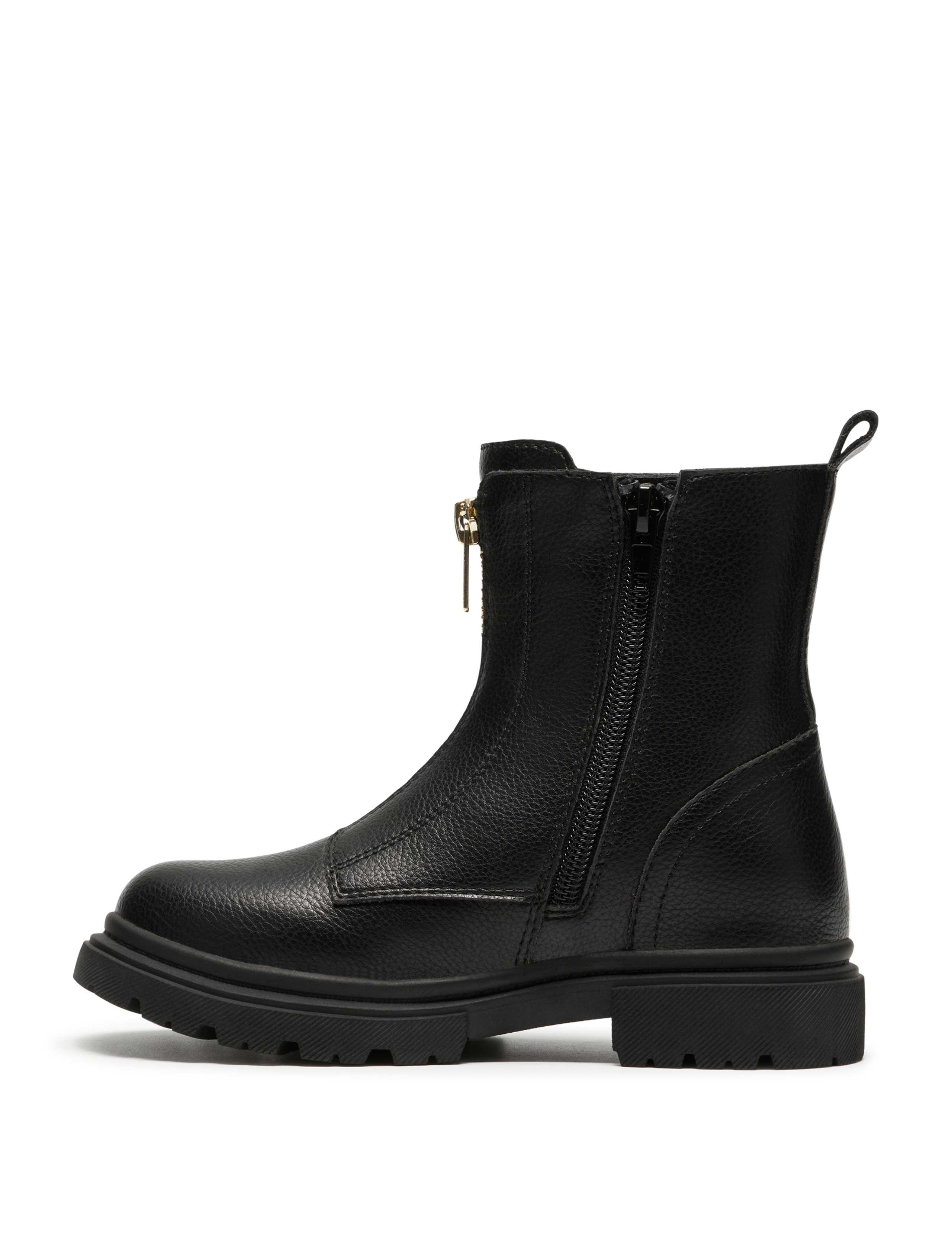 Kids Zip Up Chunky Ankle Boots (7 Small-2 Large) 4 of 6