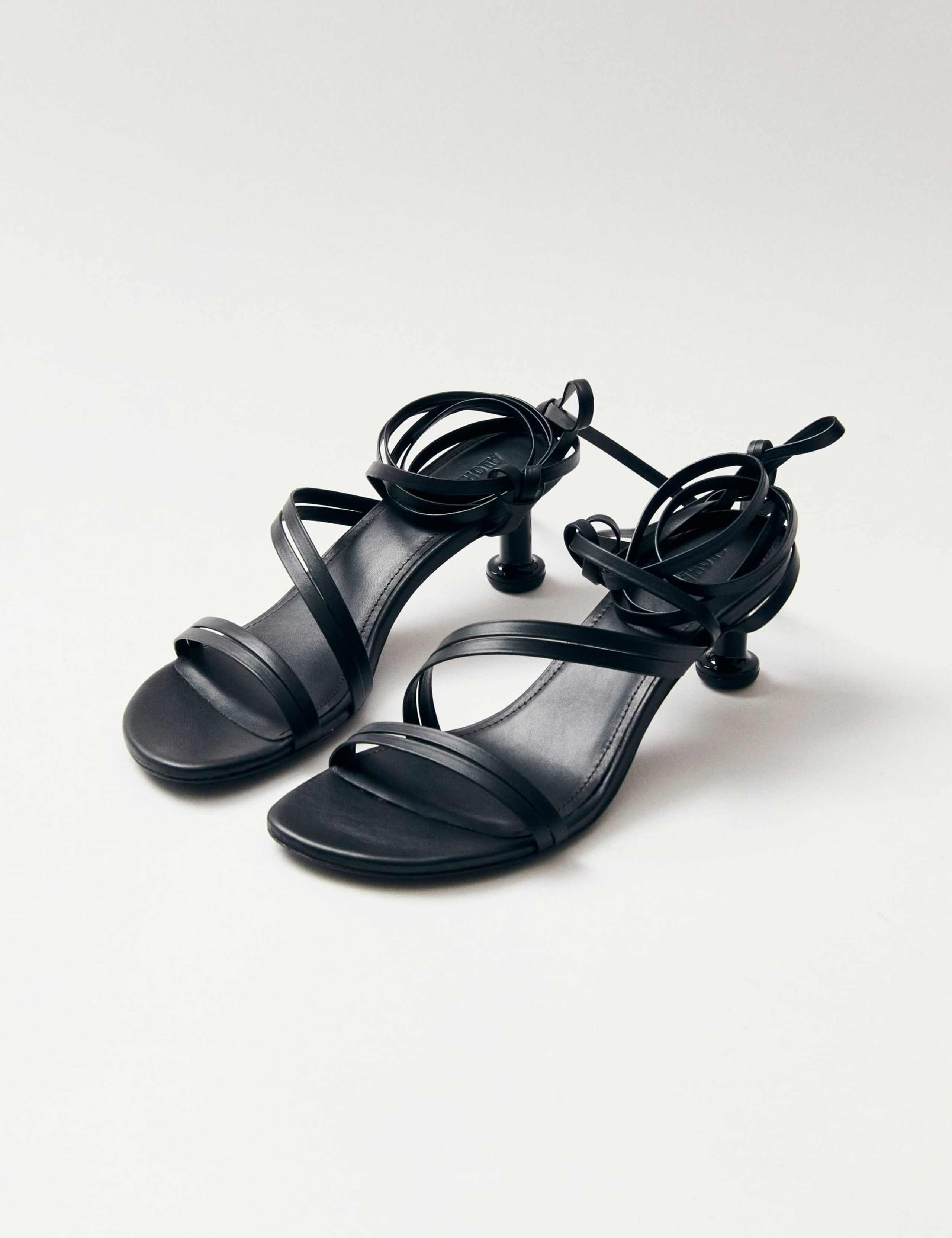 Curly Leather Kitten Heel Sandals 3 of 5