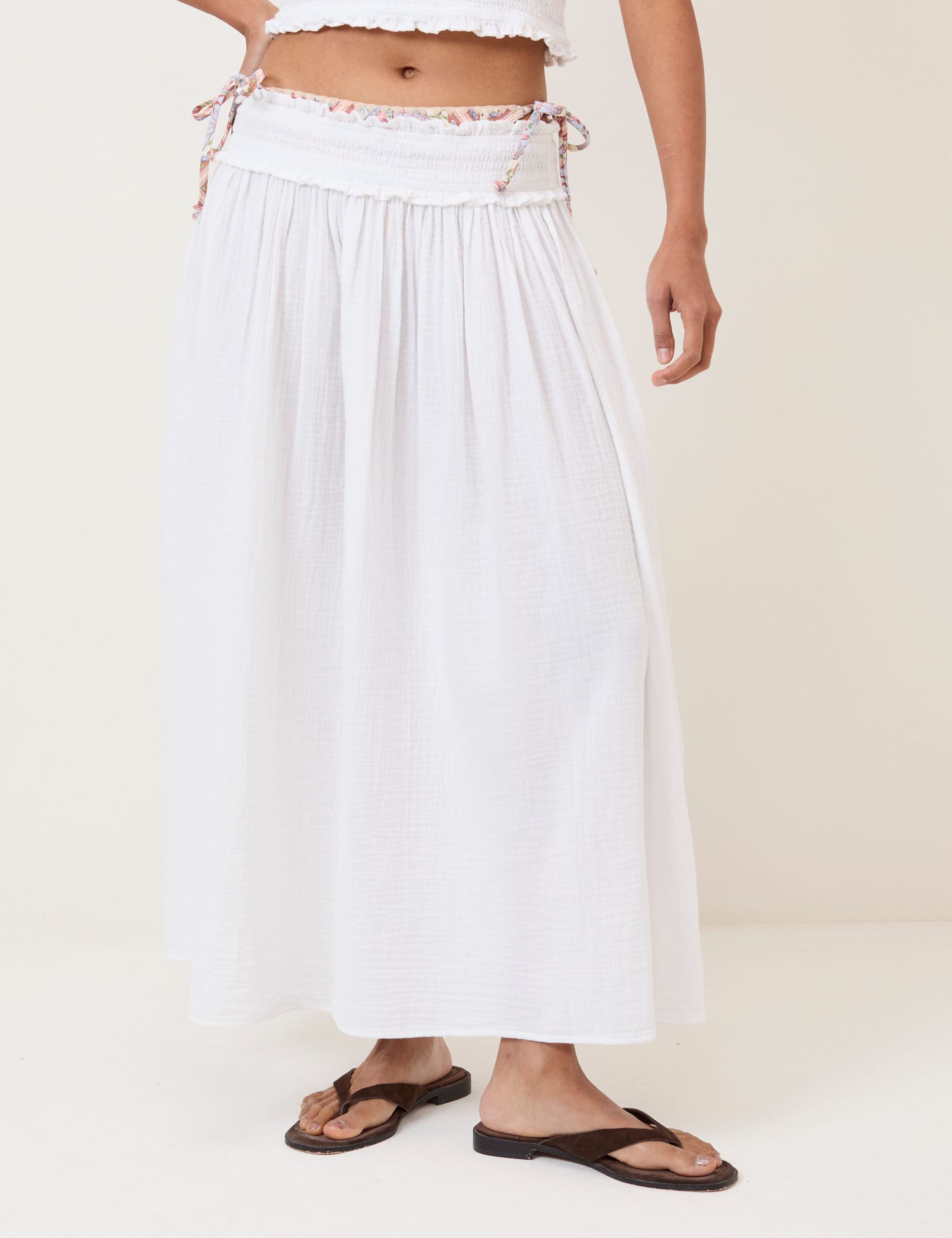 Pure Cotton Shirred Midi Beach Skirt 4 of 5