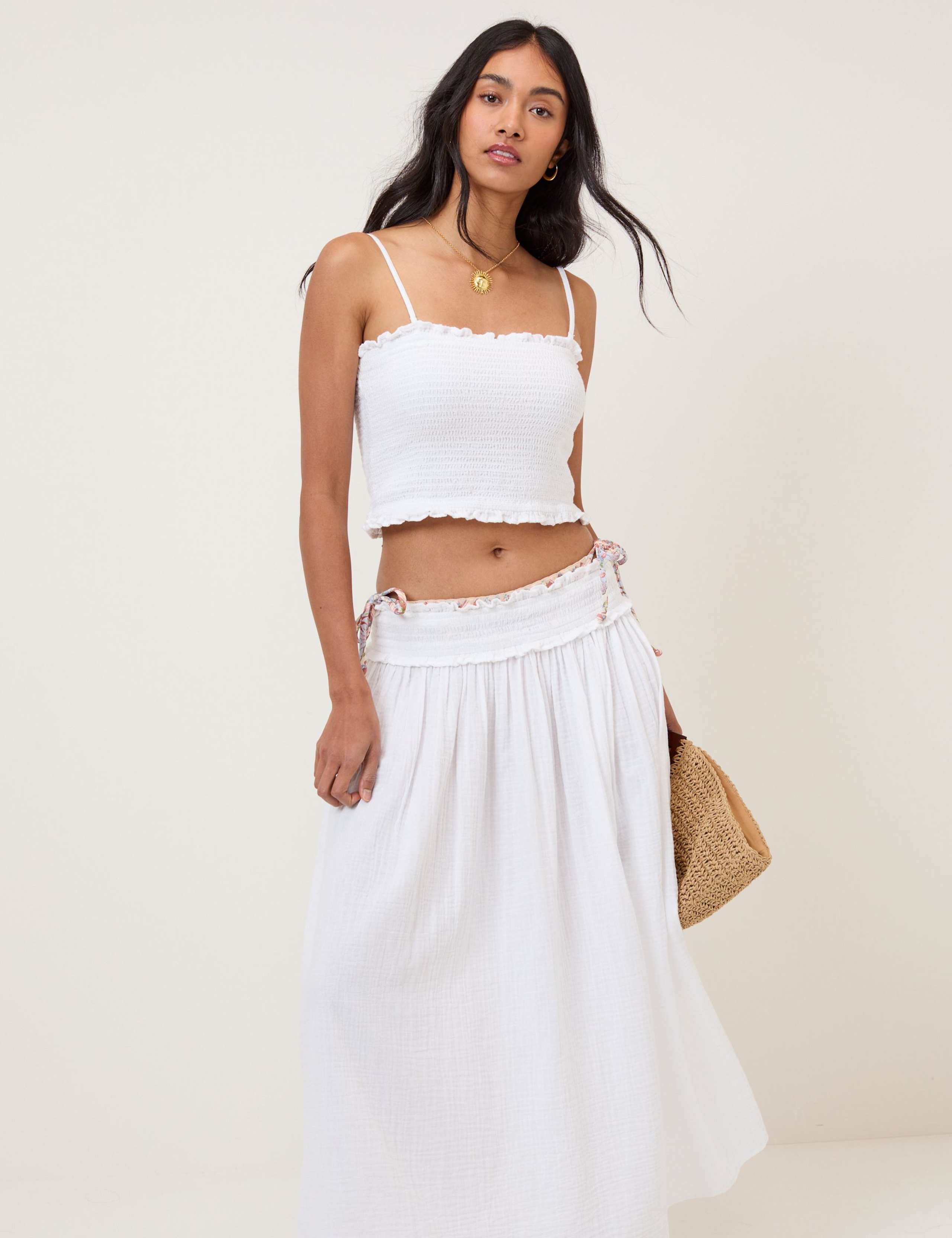 Pure Cotton Shirred Midi Beach Skirt 5 of 5