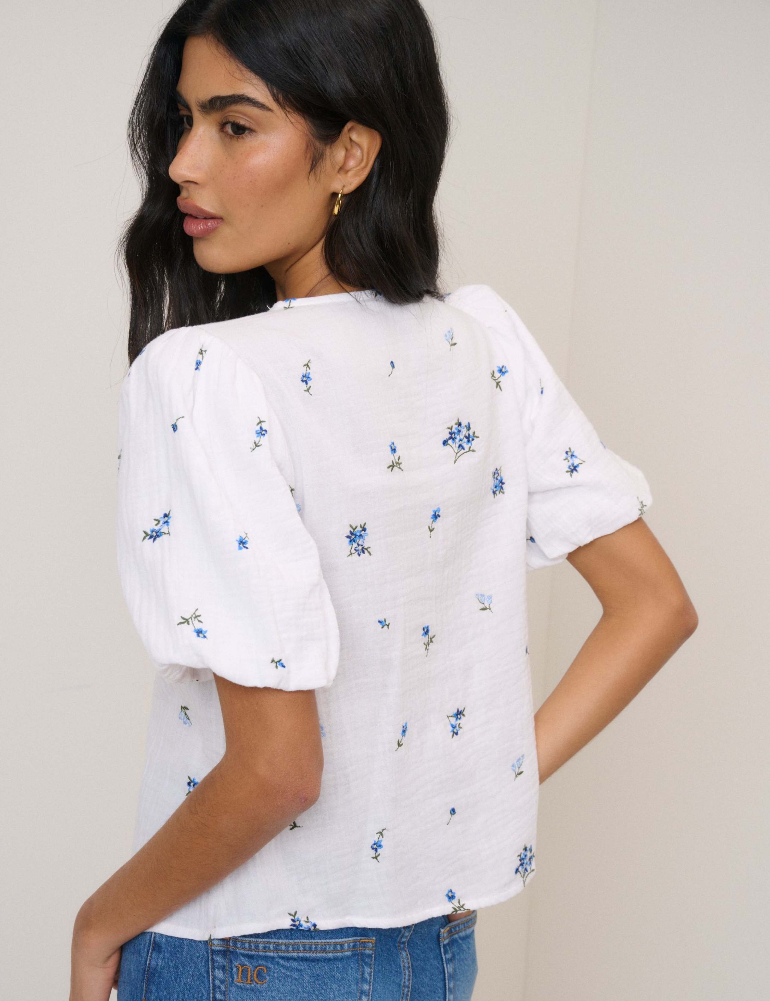 Pure Cotton V-Neck Blouse 5 of 5