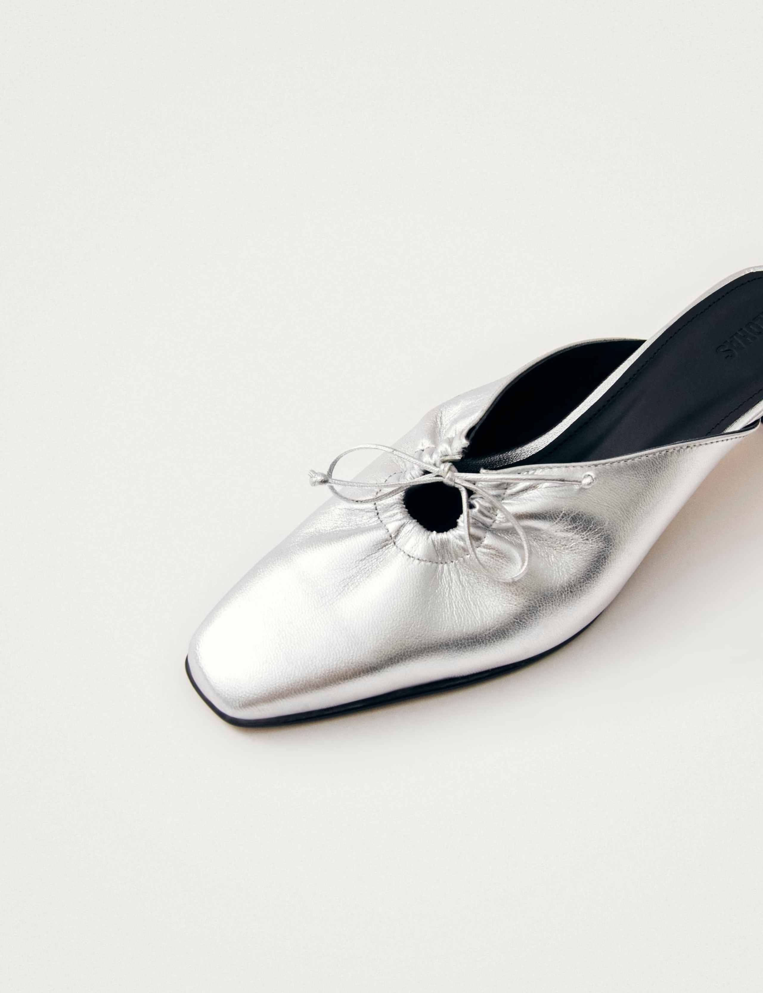 Amar Leather Metallic Kitten Heel Mules 2 of 4