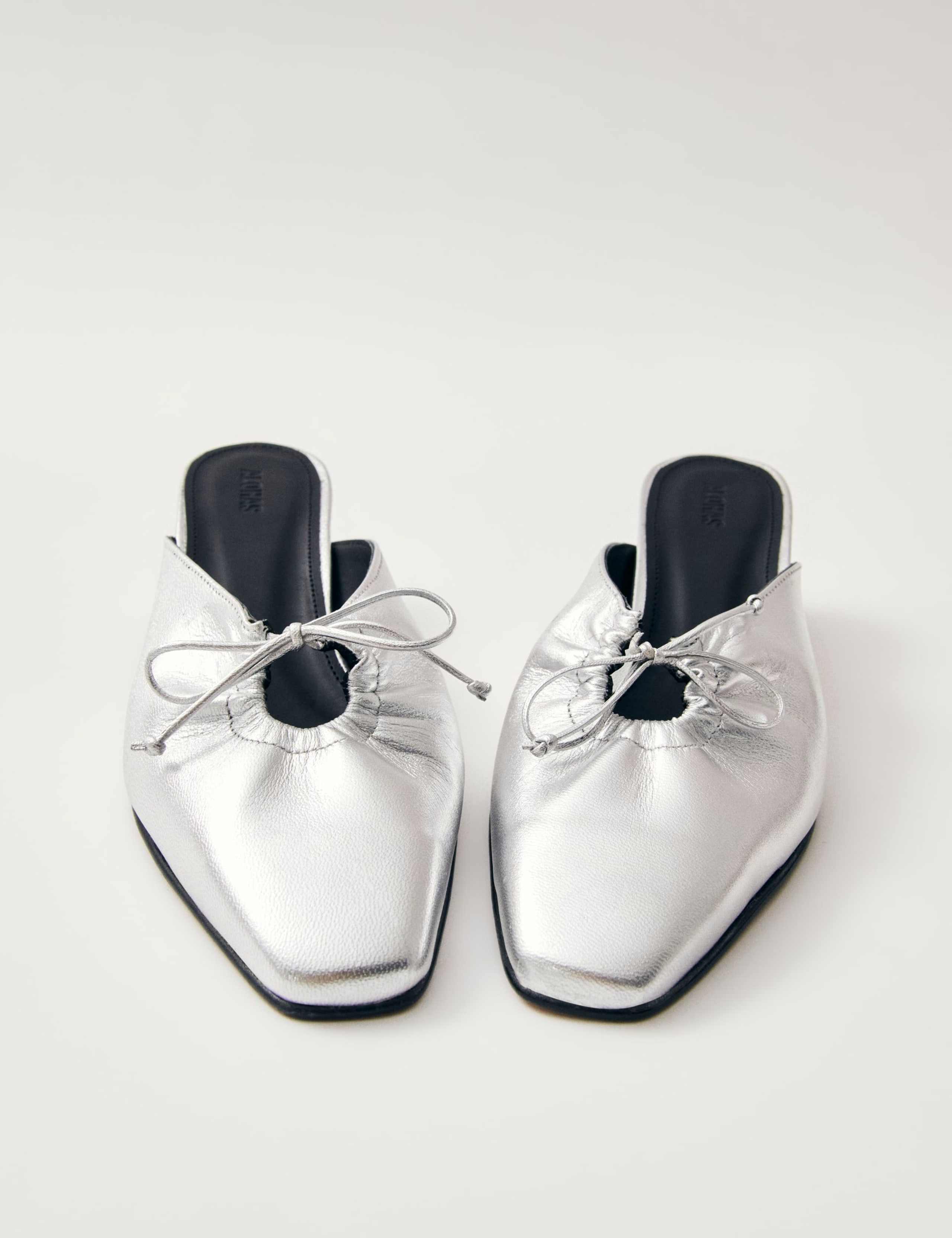 Amar Leather Metallic Kitten Heel Mules 4 of 4