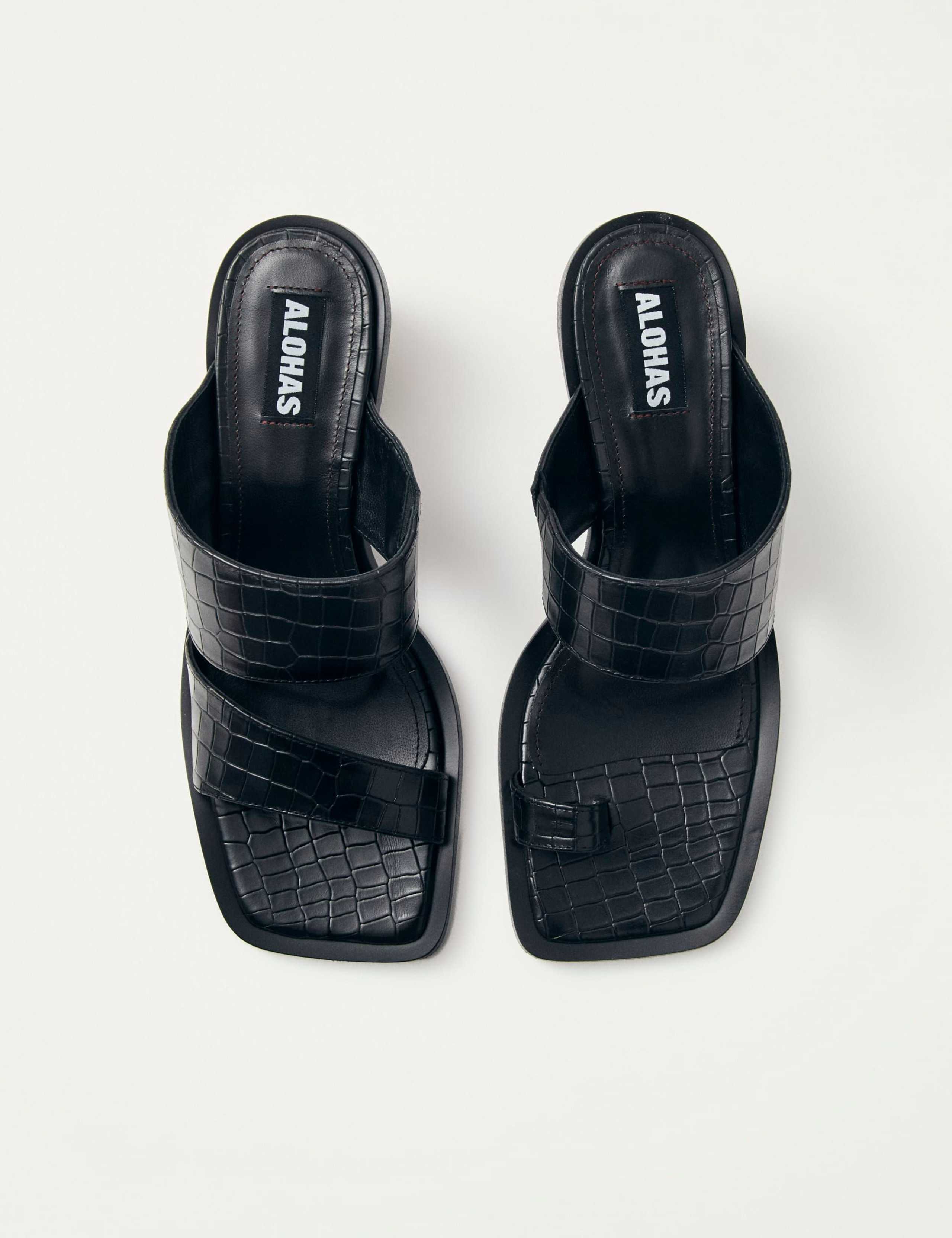 Gabin Leather Croc Asymmetric Mules 3 of 6