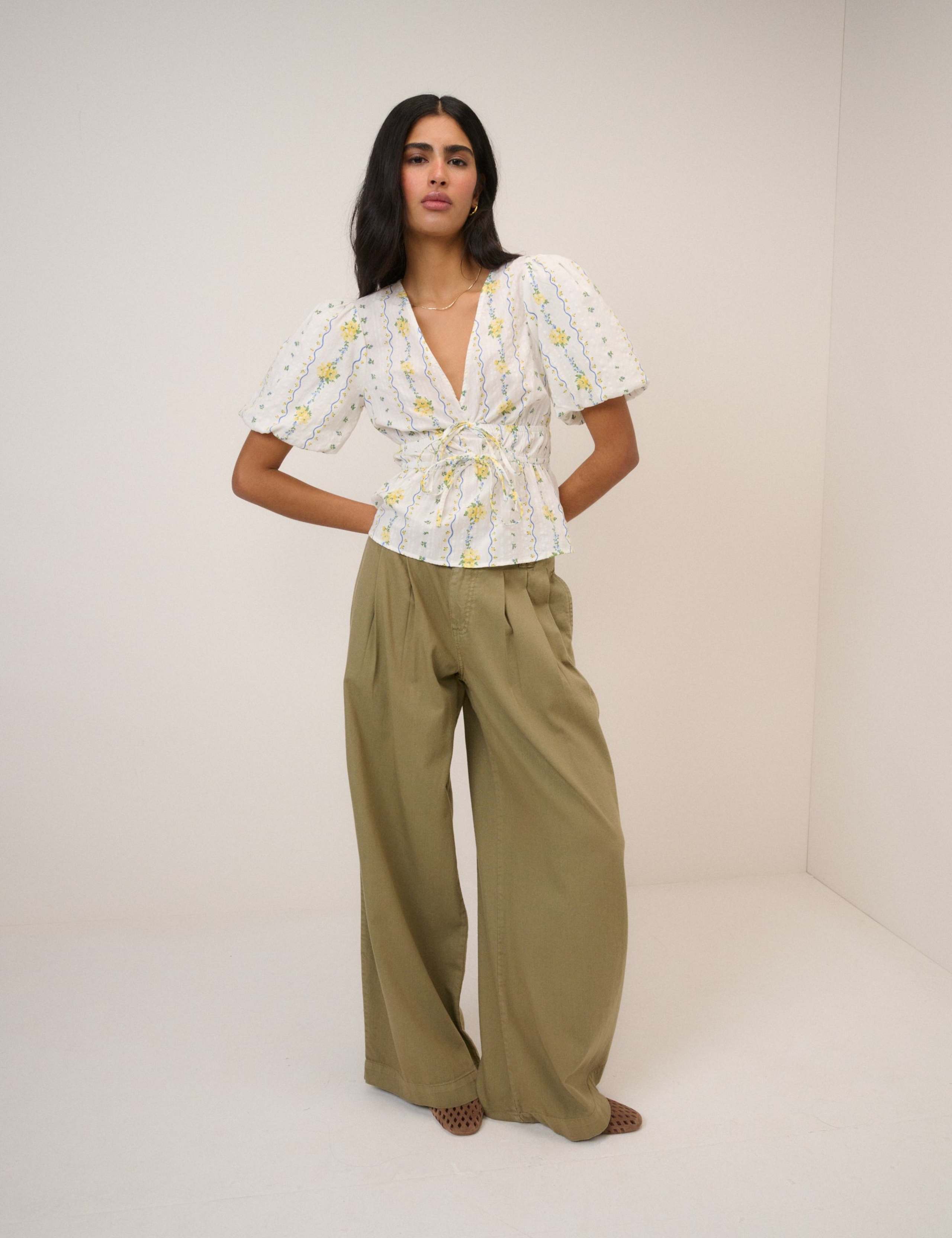 Pure Cotton Floral V-Neck Blouse 5 of 5