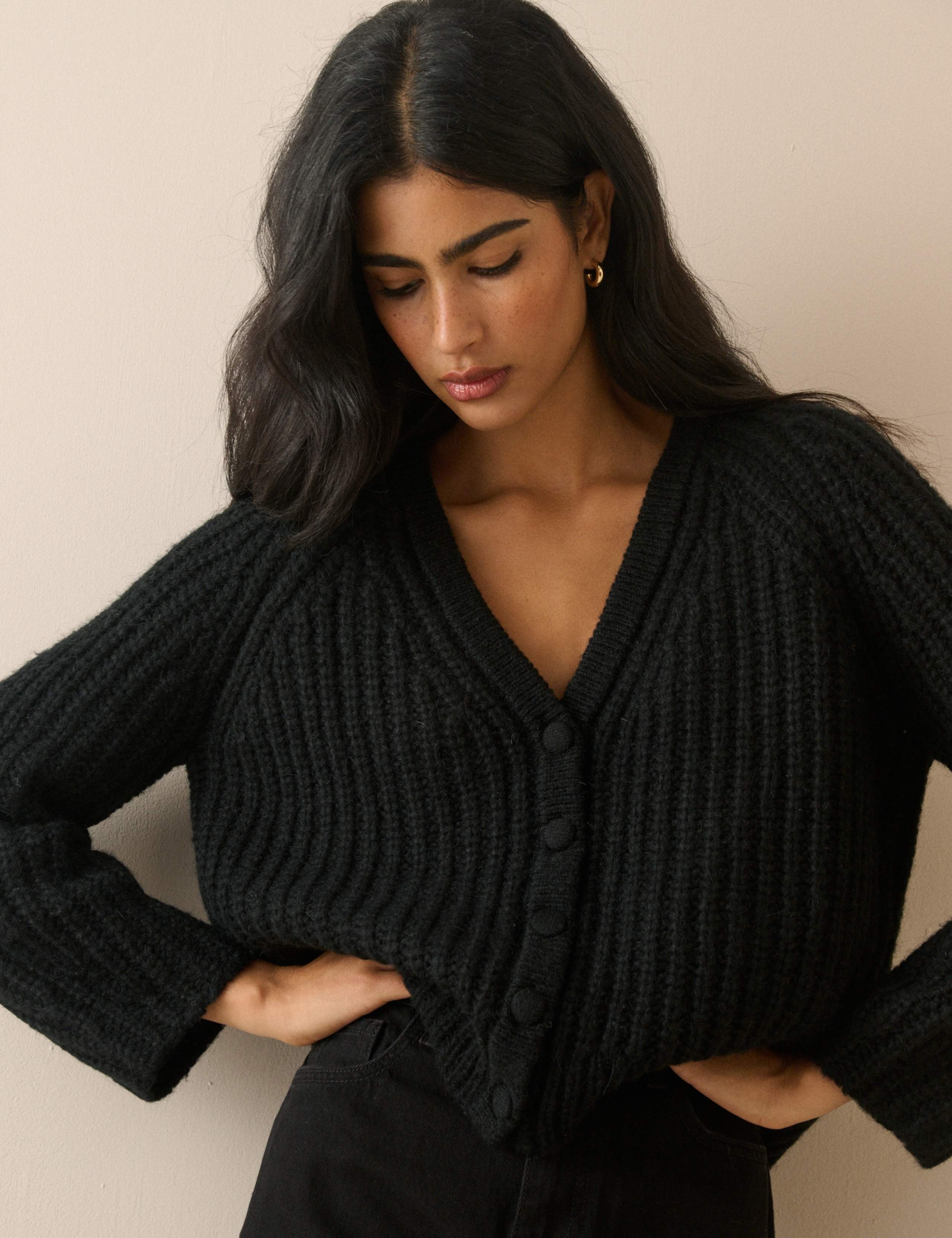 Chunky Fluffy Knit V Neck Cardigan 4 of 5