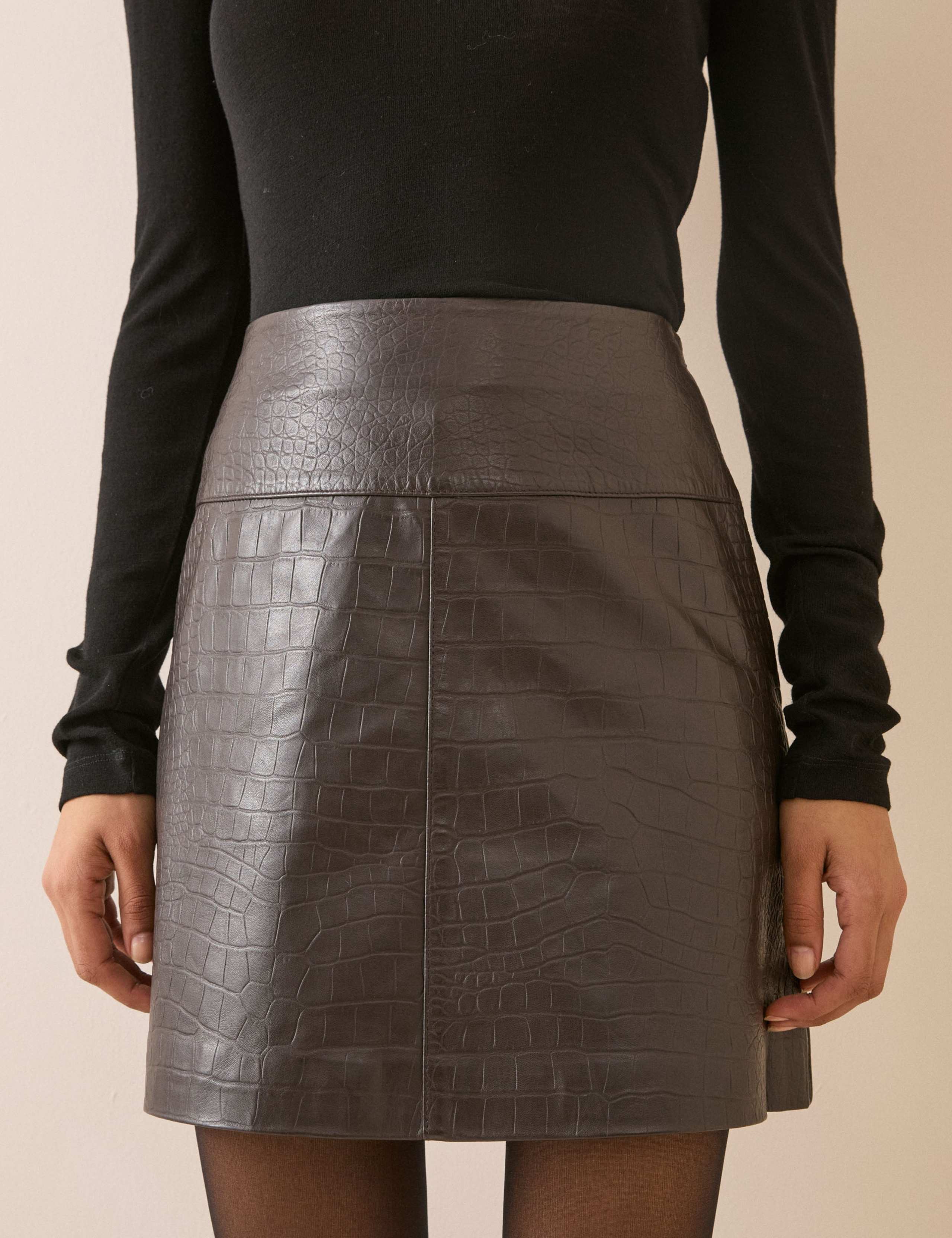 Leighton Leather Mini Pencil Skirt 3 of 5