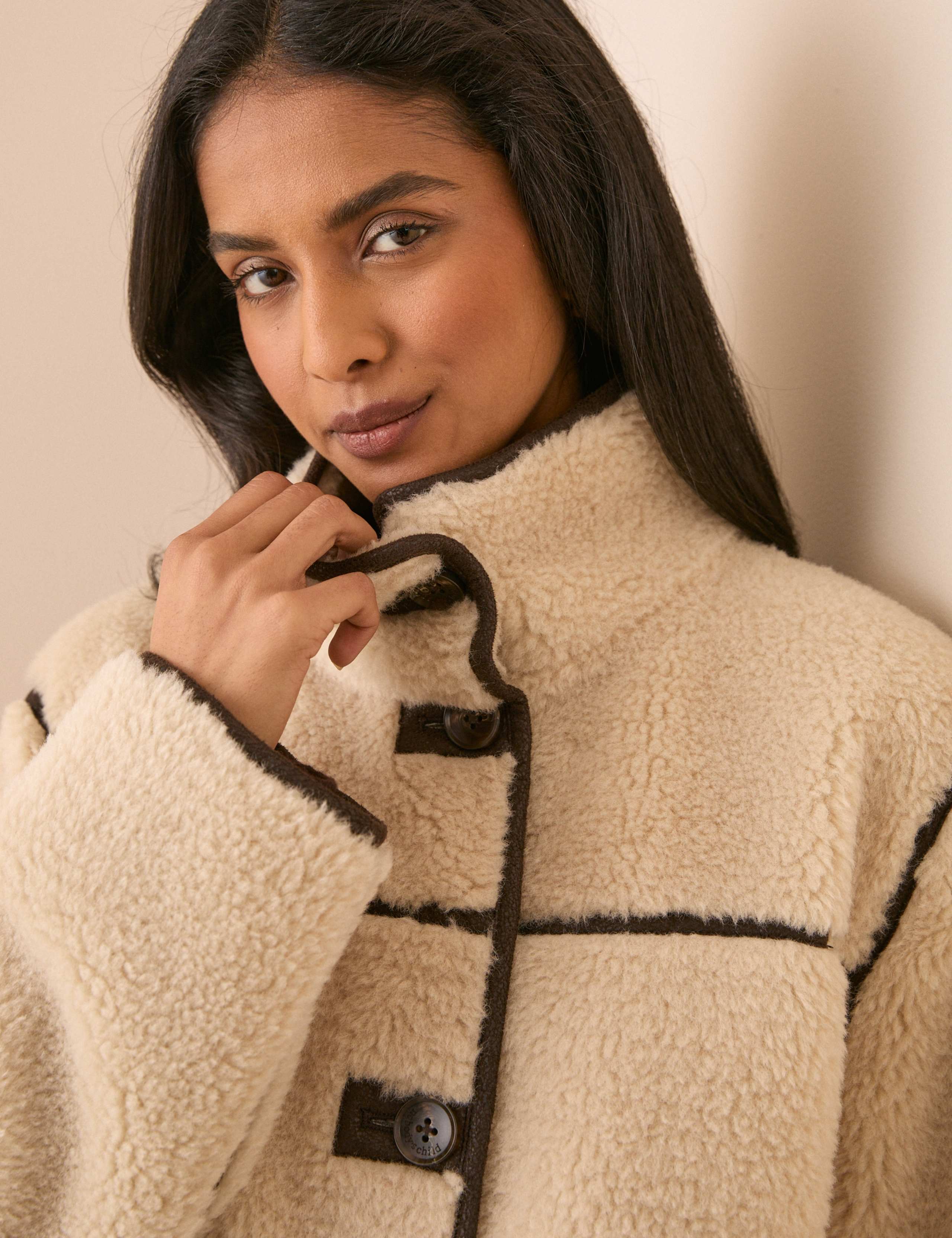 Faux Shearling Funnel Neck Oversized Longline Coat 5 of 6