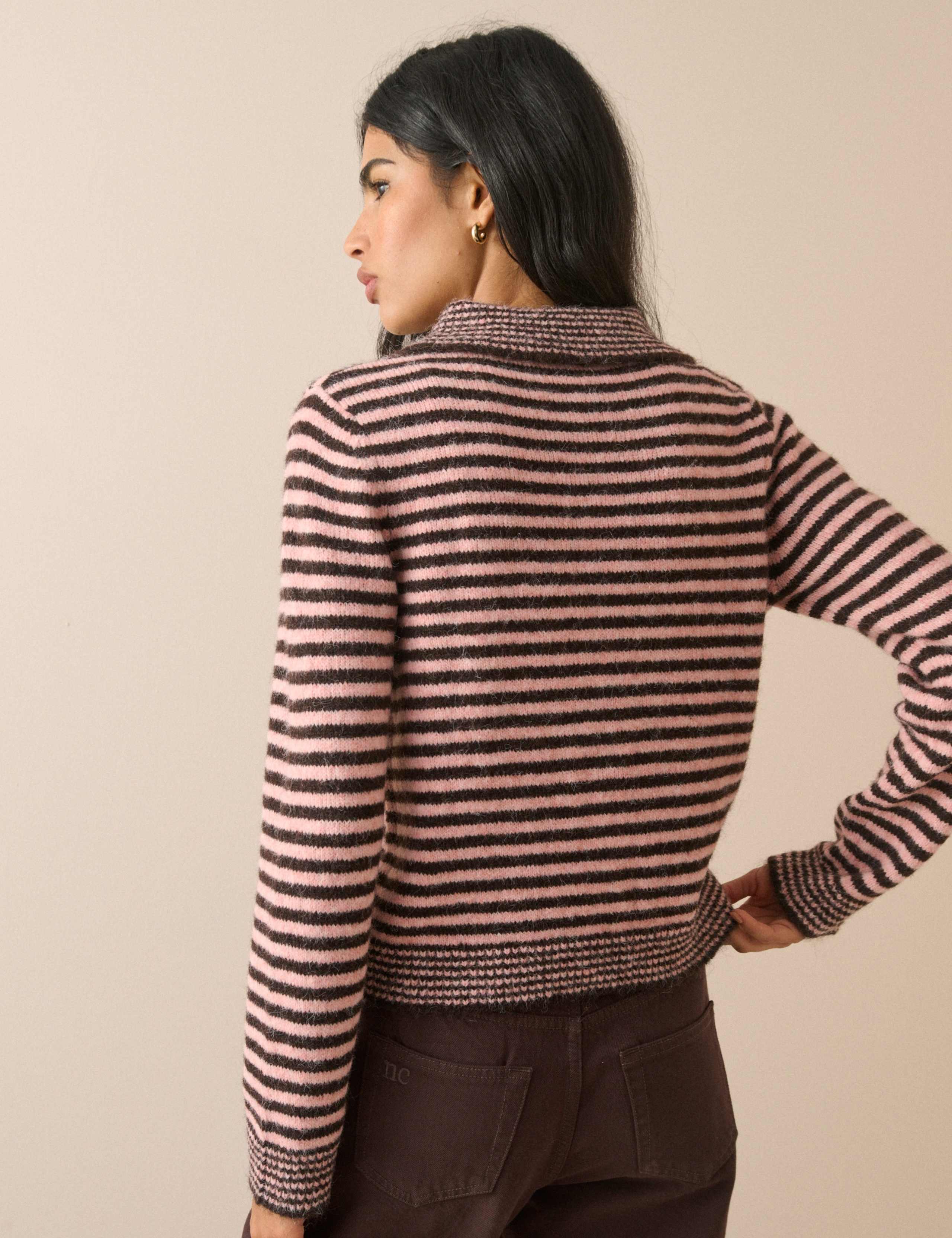 Striped Collared Relaxed Cardigan 2 of 5