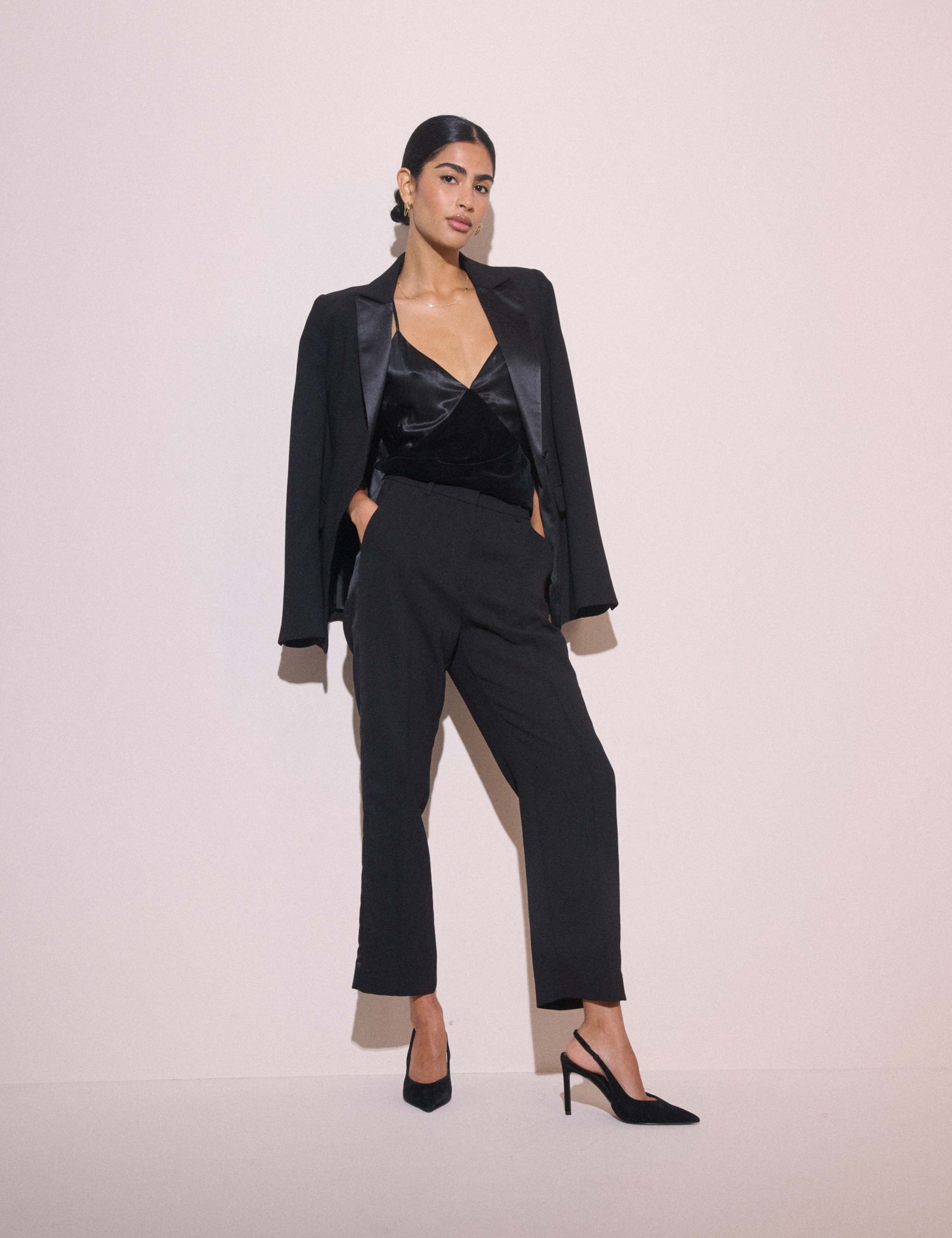 Satin Trim Cigarette Trousers 1 of 5