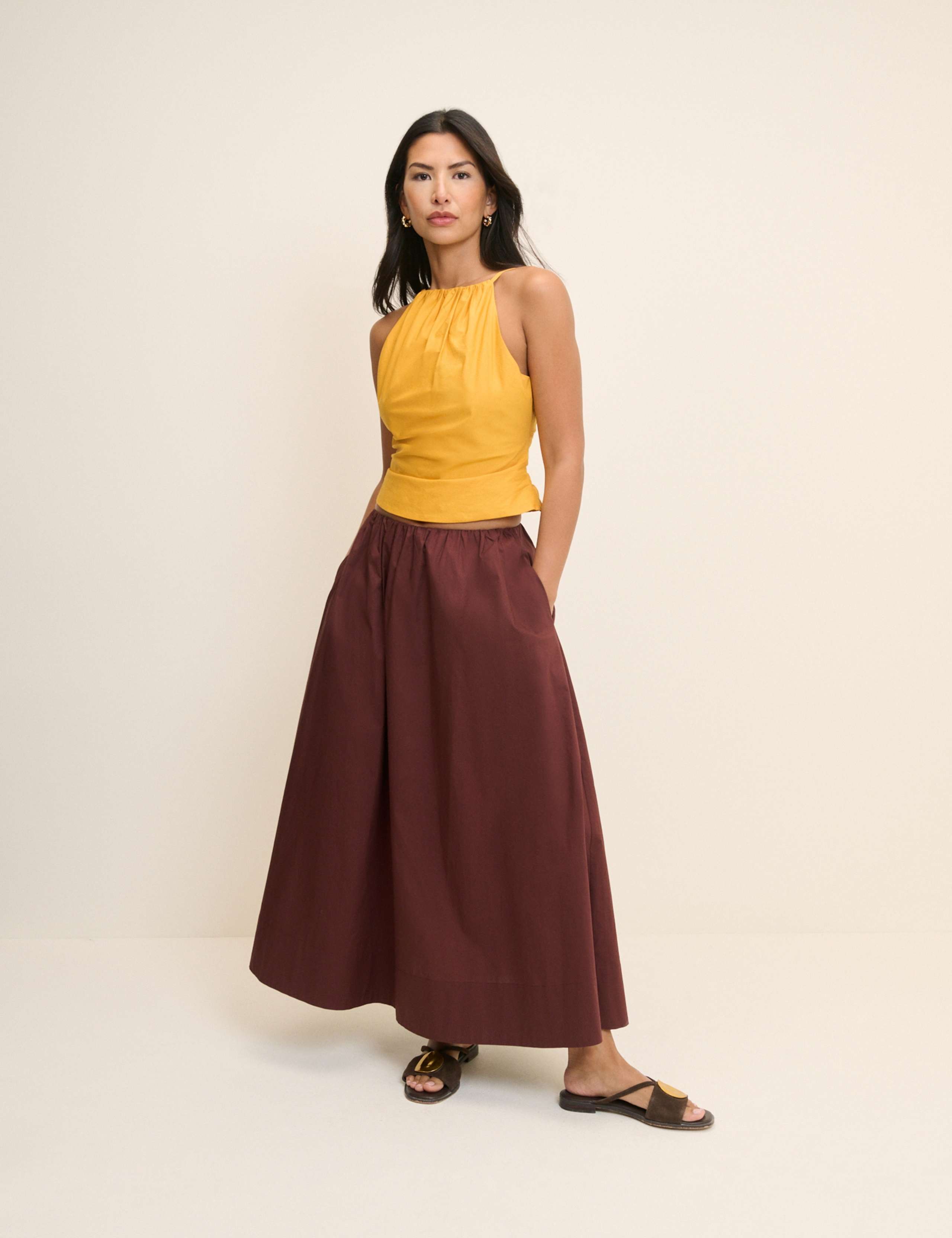 Pure Cotton Midi A-Line Skirt 4 of 7