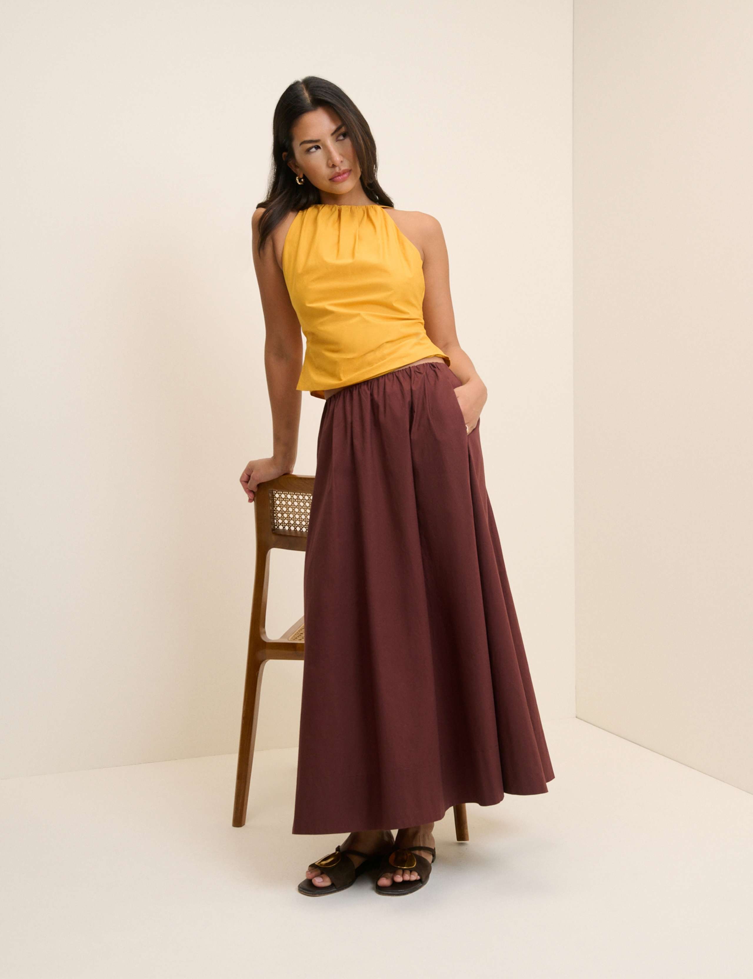 Pure Cotton Midi A-Line Skirt 5 of 7