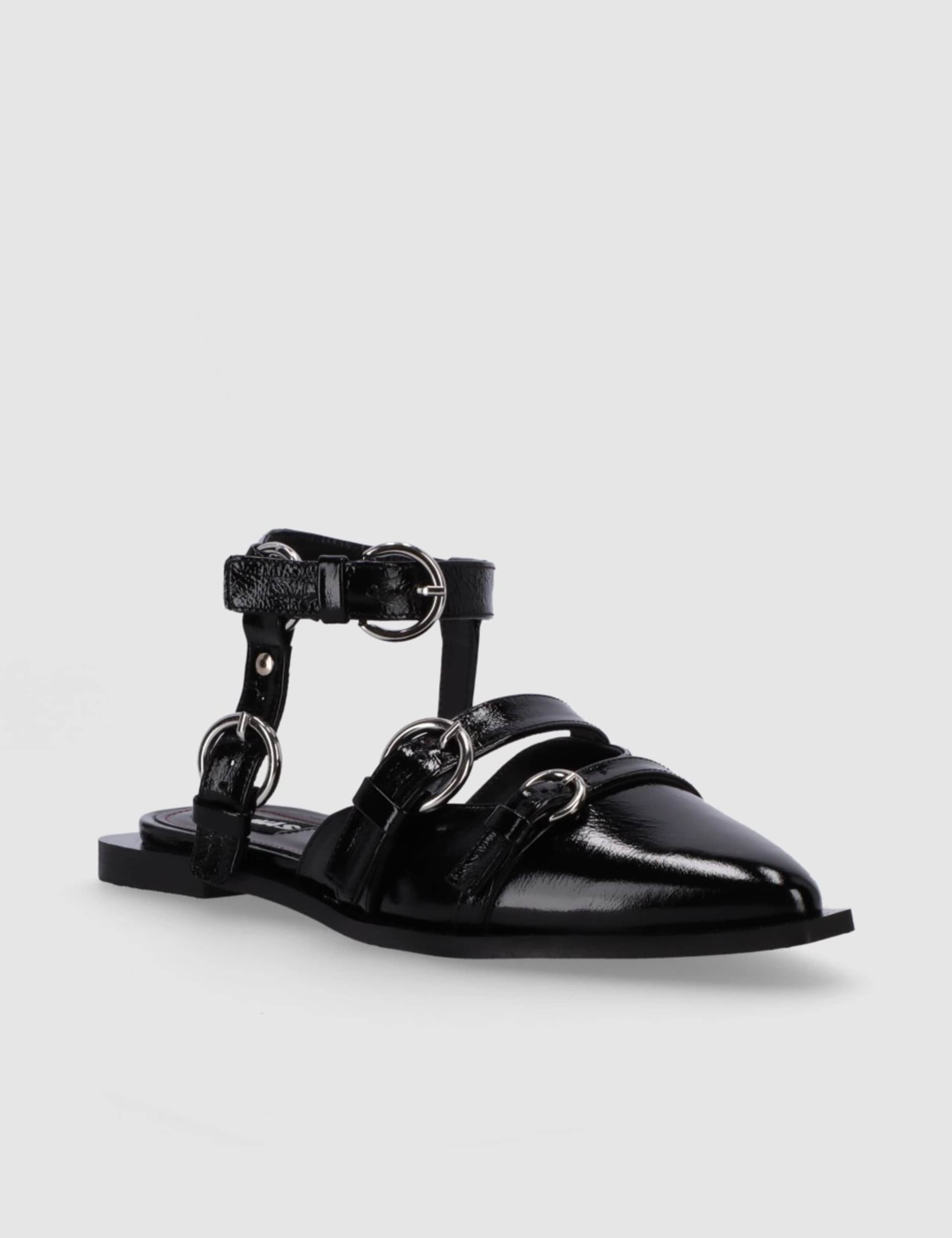 Thalara Leather Patent Flat Ballet Pumps 2 of 5