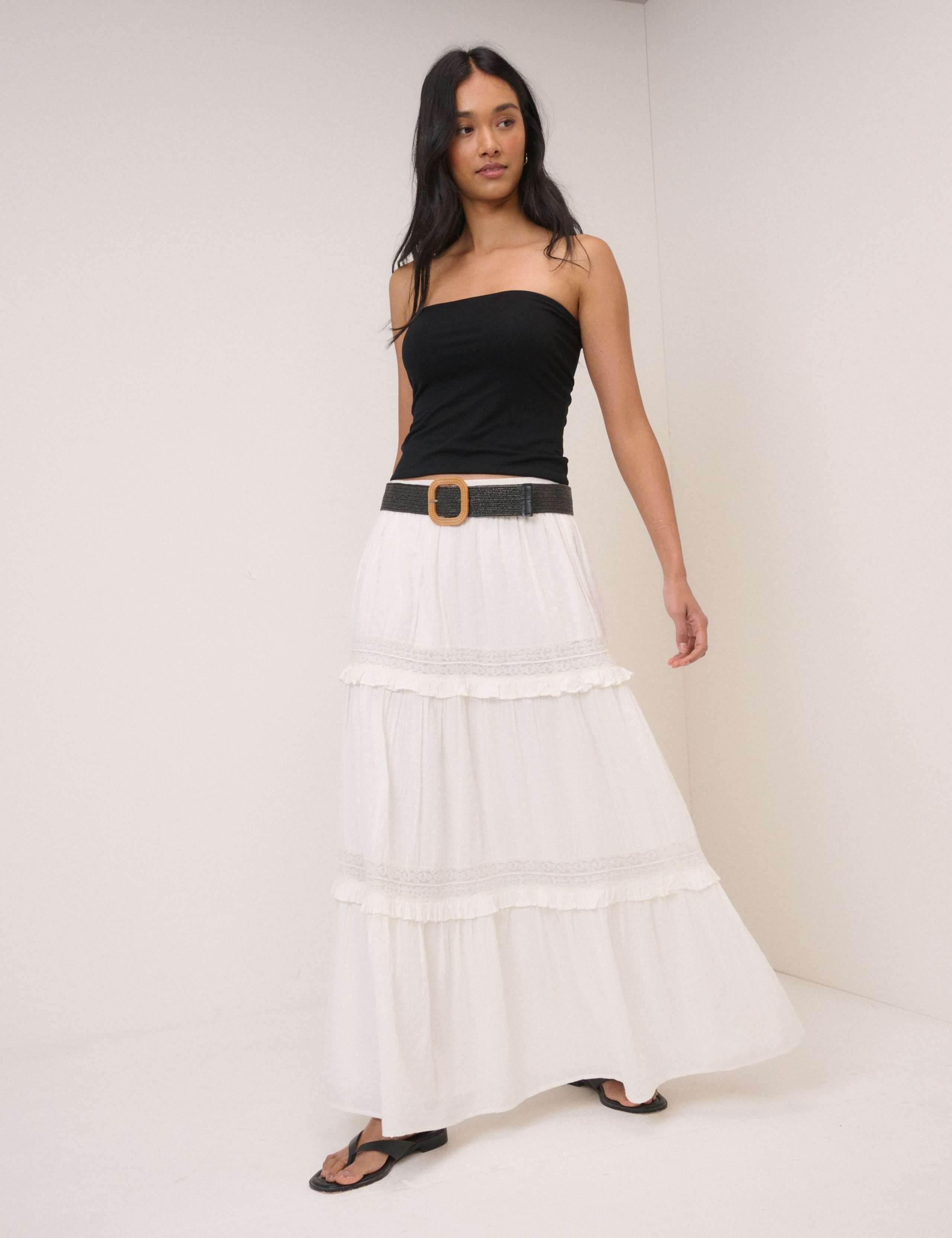 Pure Cotton Maxi Tiered Skirt 2 of 5