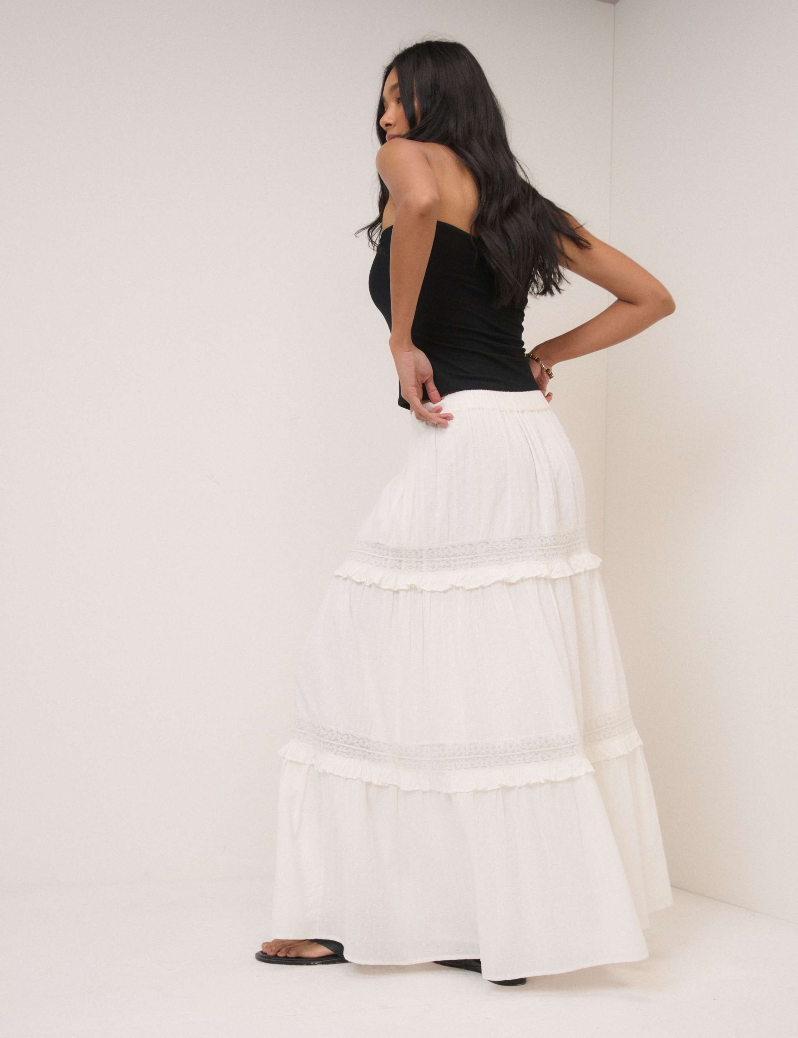 Pure Cotton Maxi Tiered Skirt 3 of 5