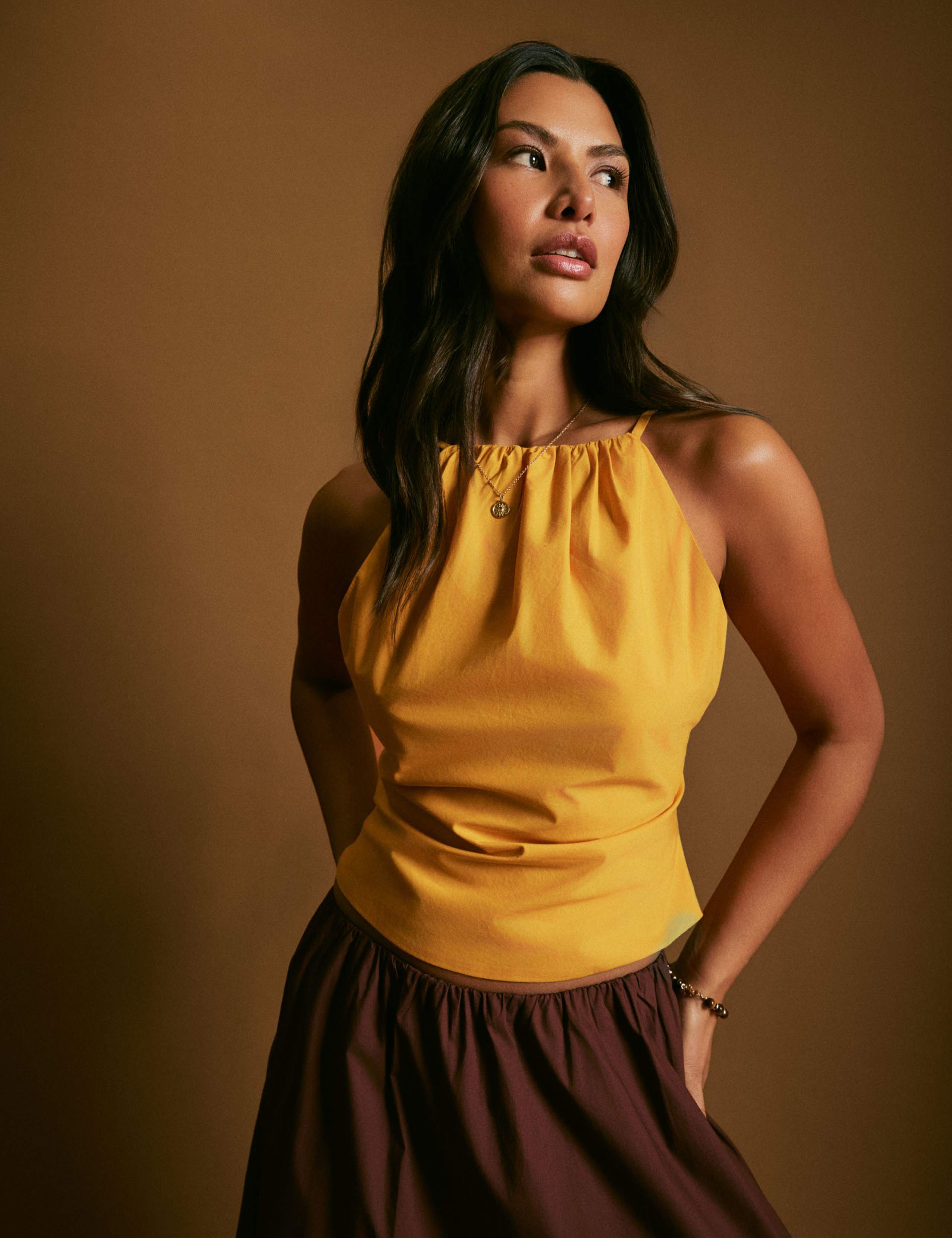 Pure Cotton Halter Neck Crop Top 1 of 4