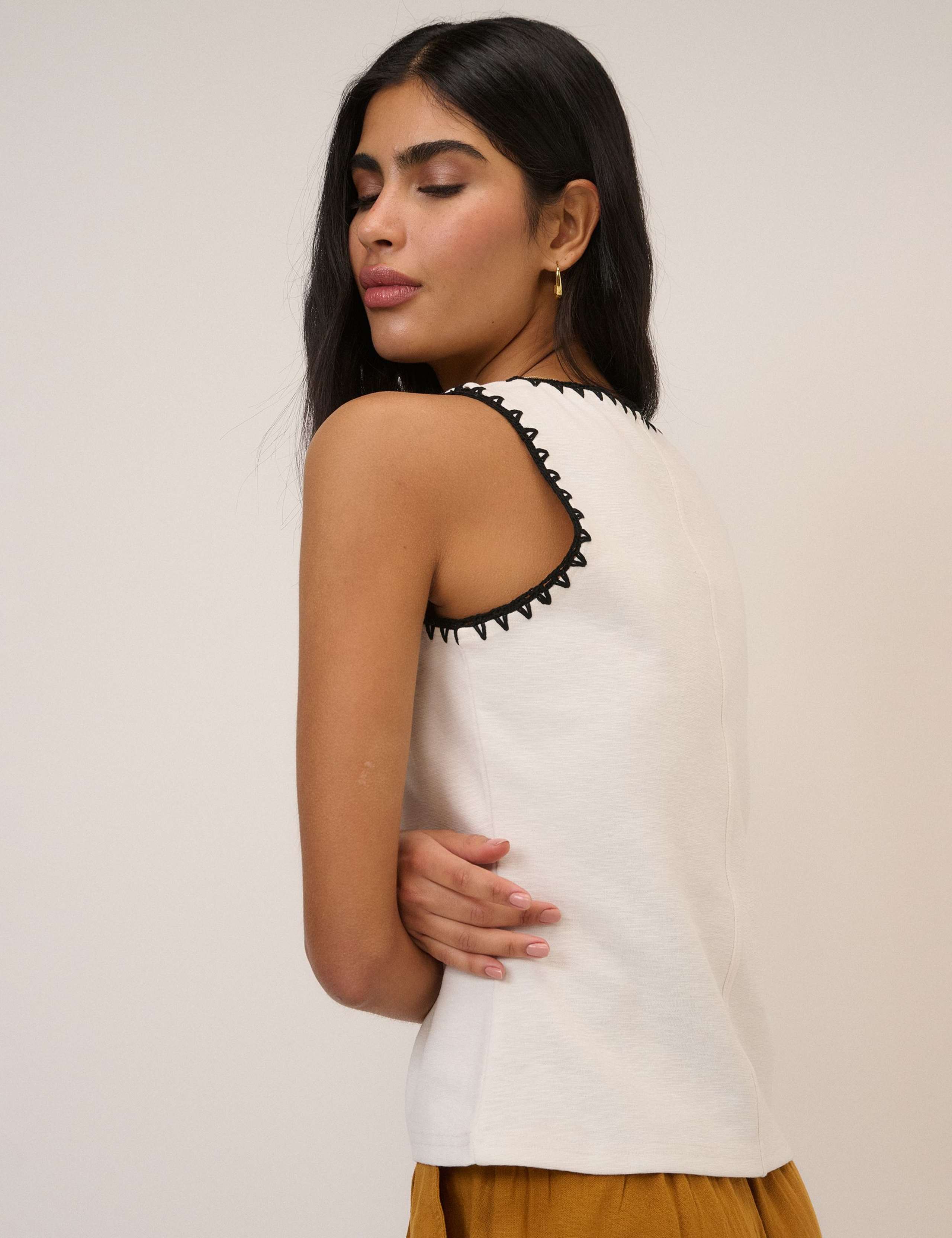 Pure Cotton Embroidered Scoop Neck Vest Top 5 of 5