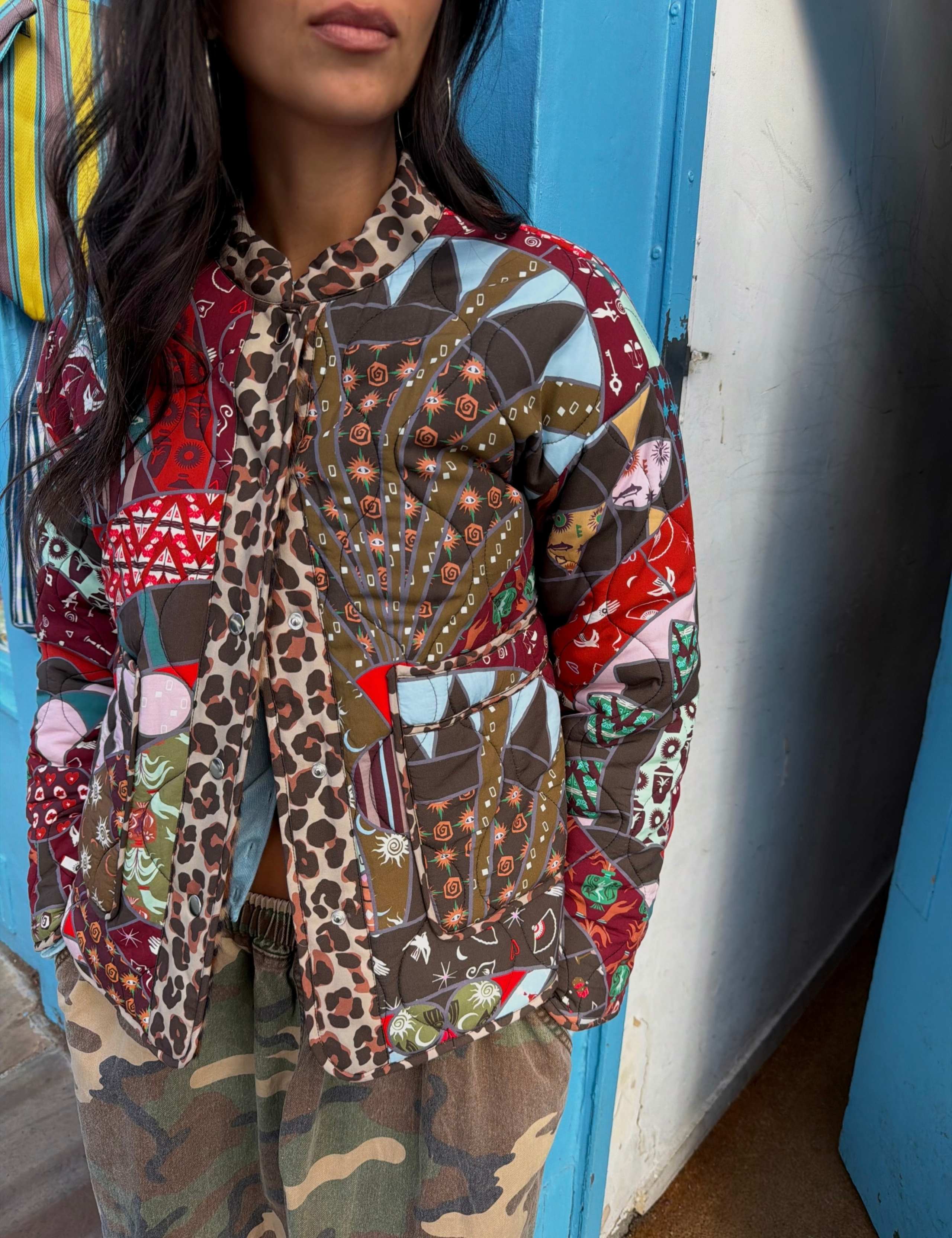 Printed Quilted High Neck Unlined Jacket 5 of 5