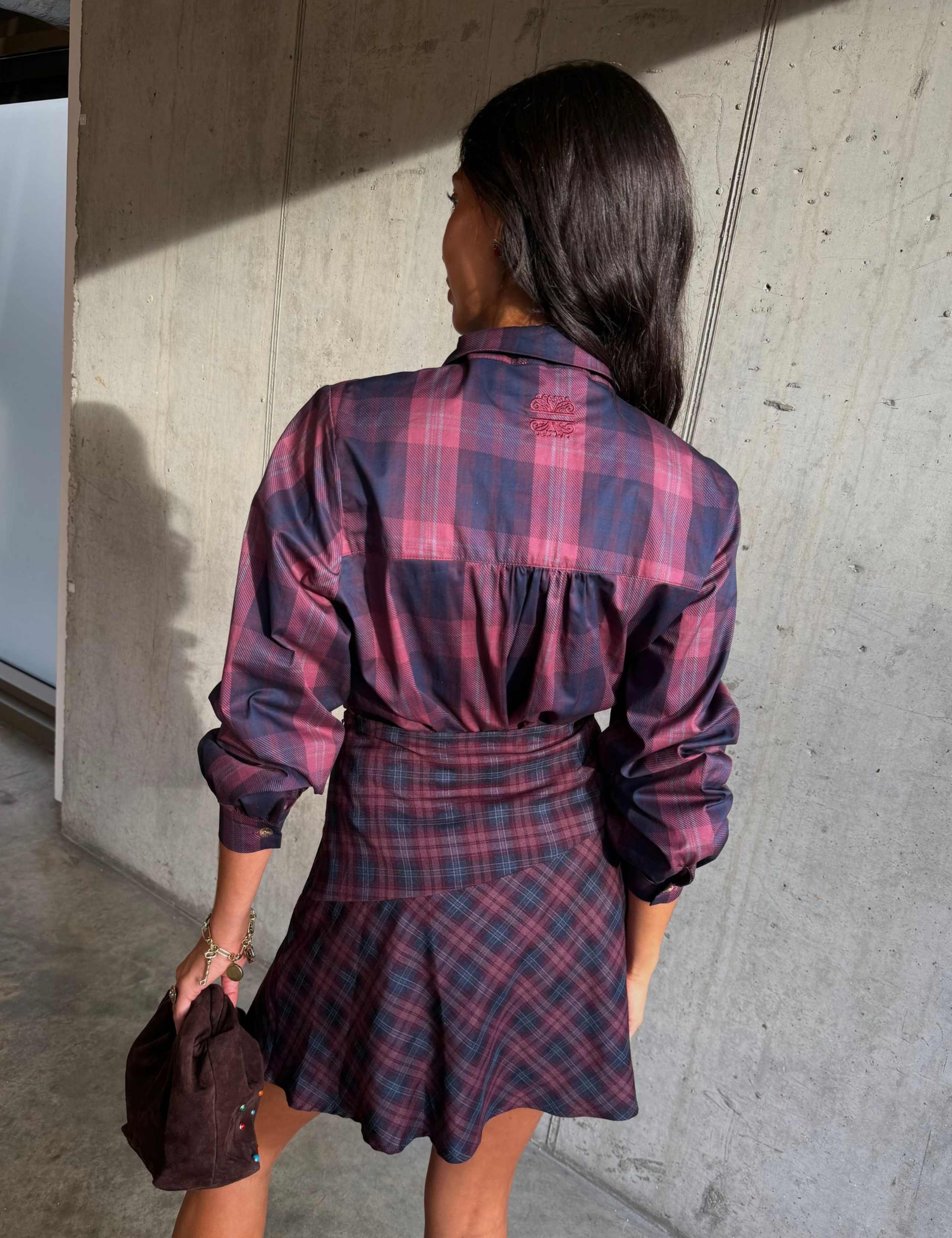 Lyocell Rich Checked Tie Neck Blouse 2 of 5