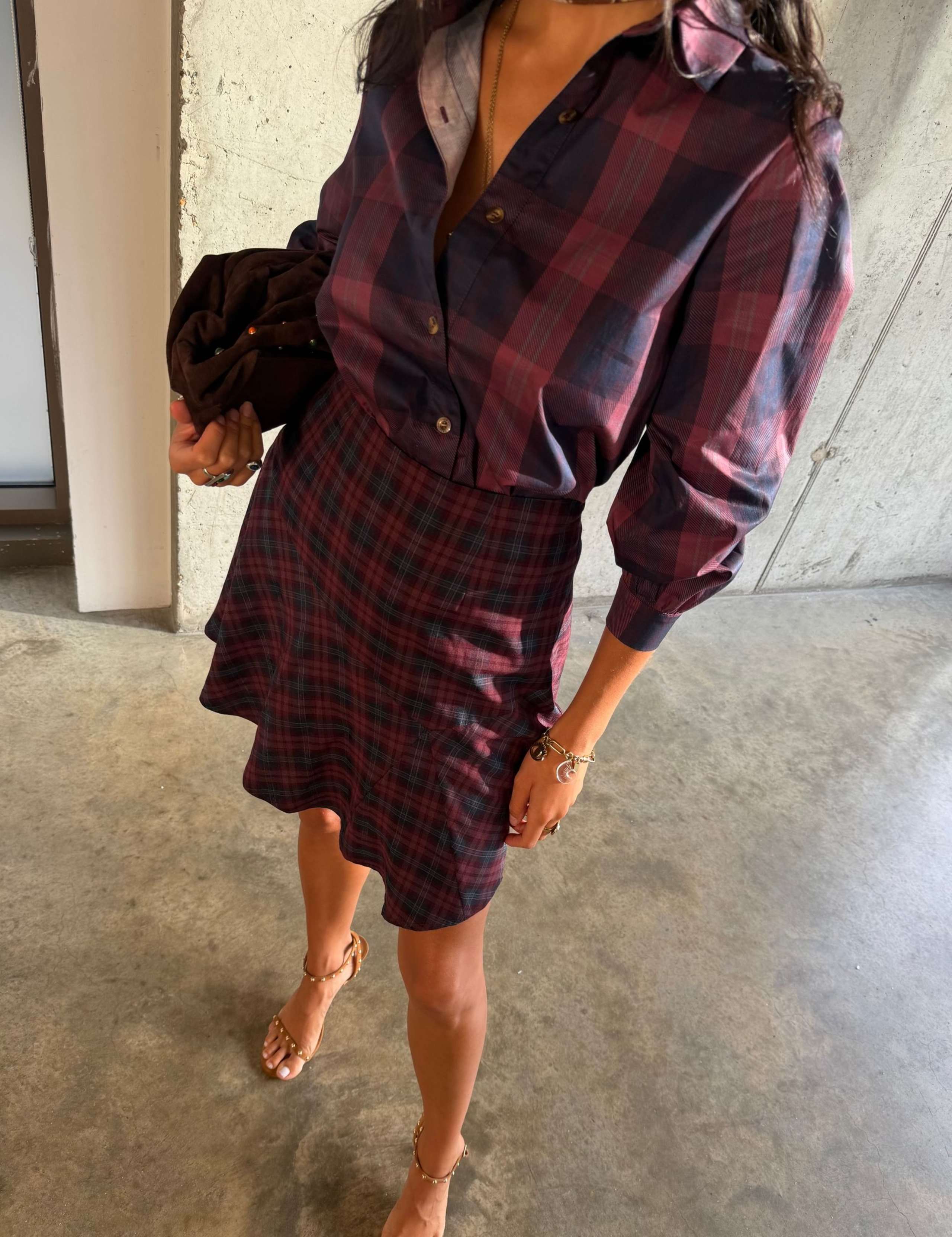 Lyocell Rich Checked Tie Neck Blouse 4 of 5