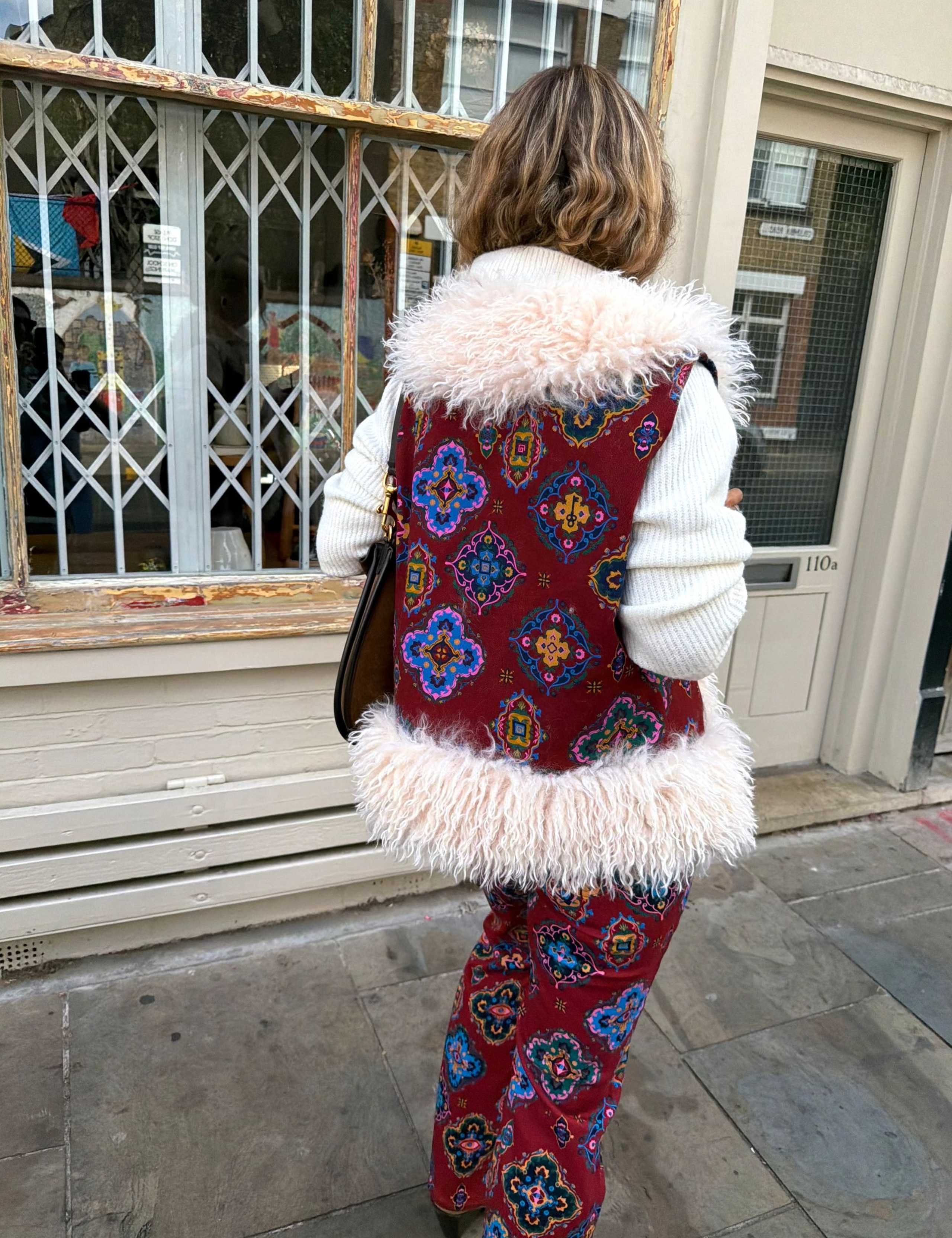 Pure Cotton Faux Fur Trim Printed Gilet 4 of 5