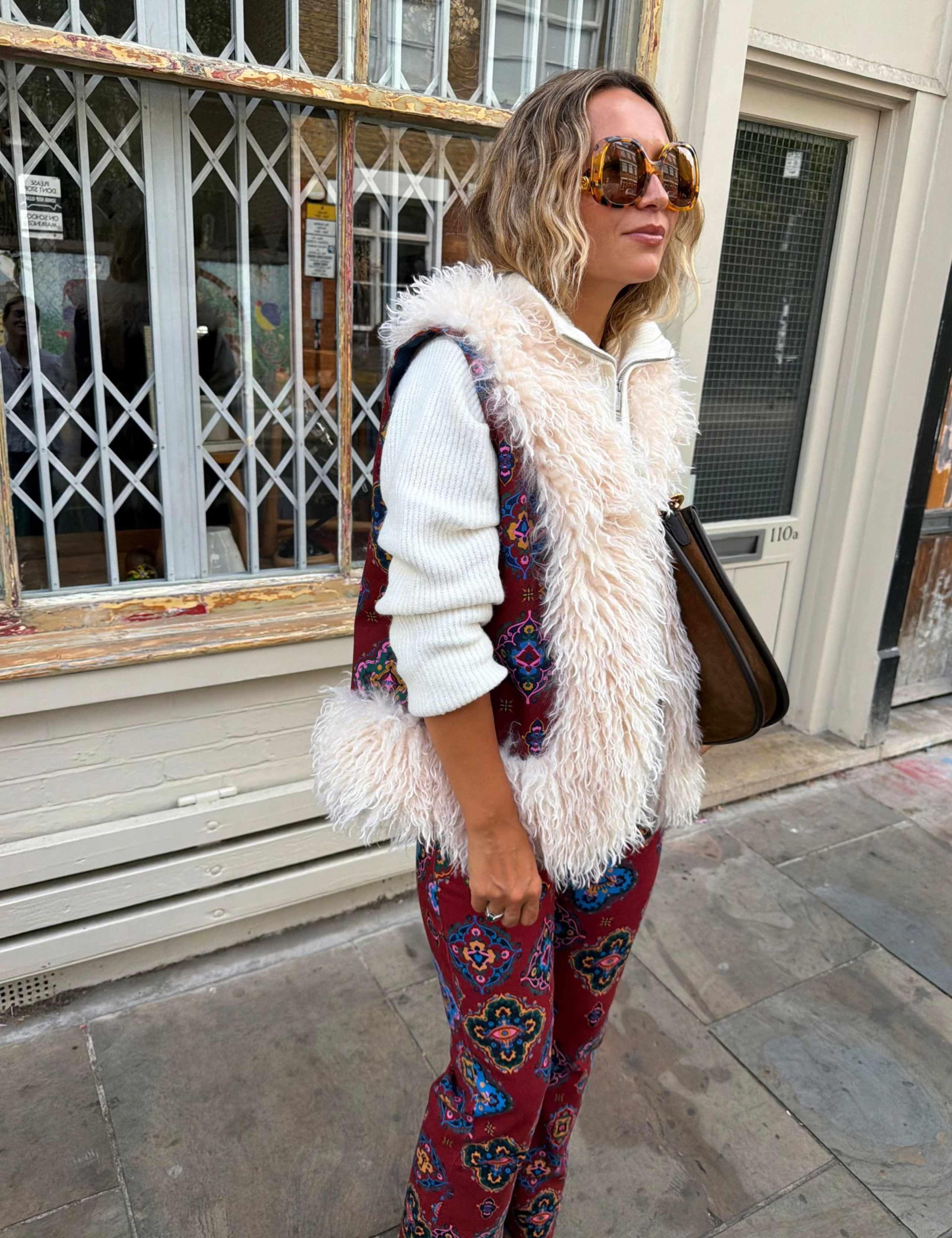 Pure Cotton Faux Fur Trim Printed Gilet 5 of 5