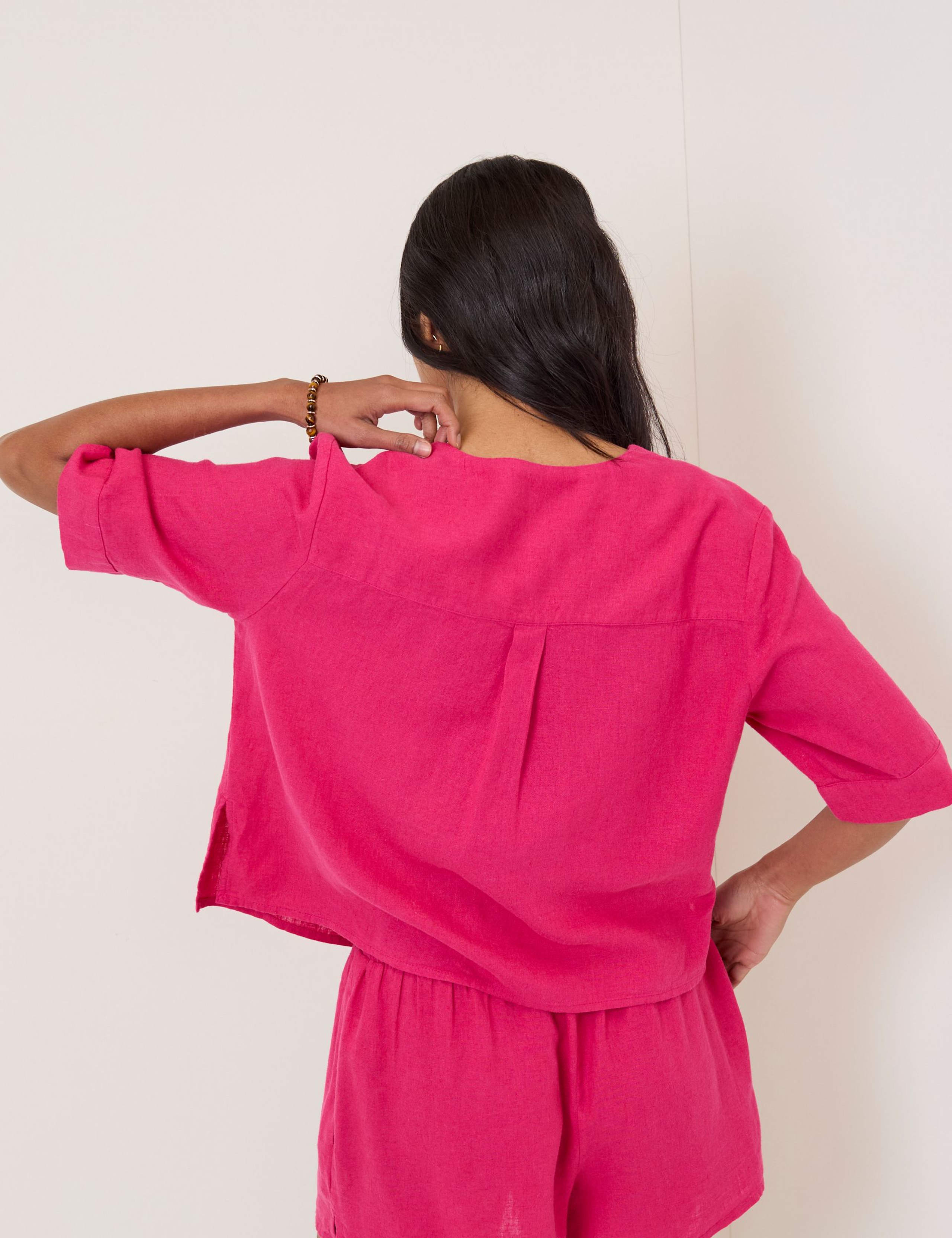 Linen Rich V-Neck Relaxed Shirt 2 of 5