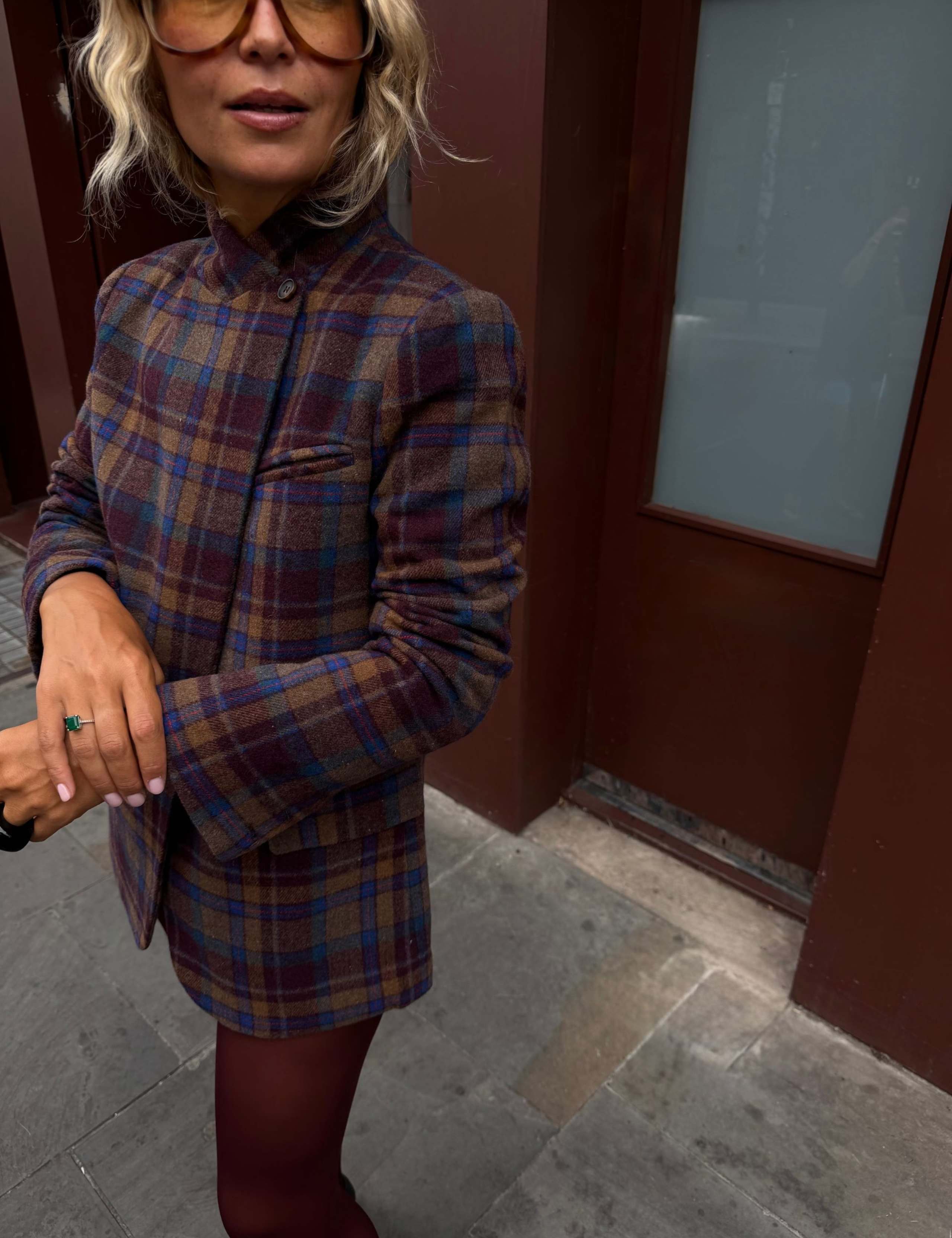 Checked Fold Over Blazer with Wool 3 of 5