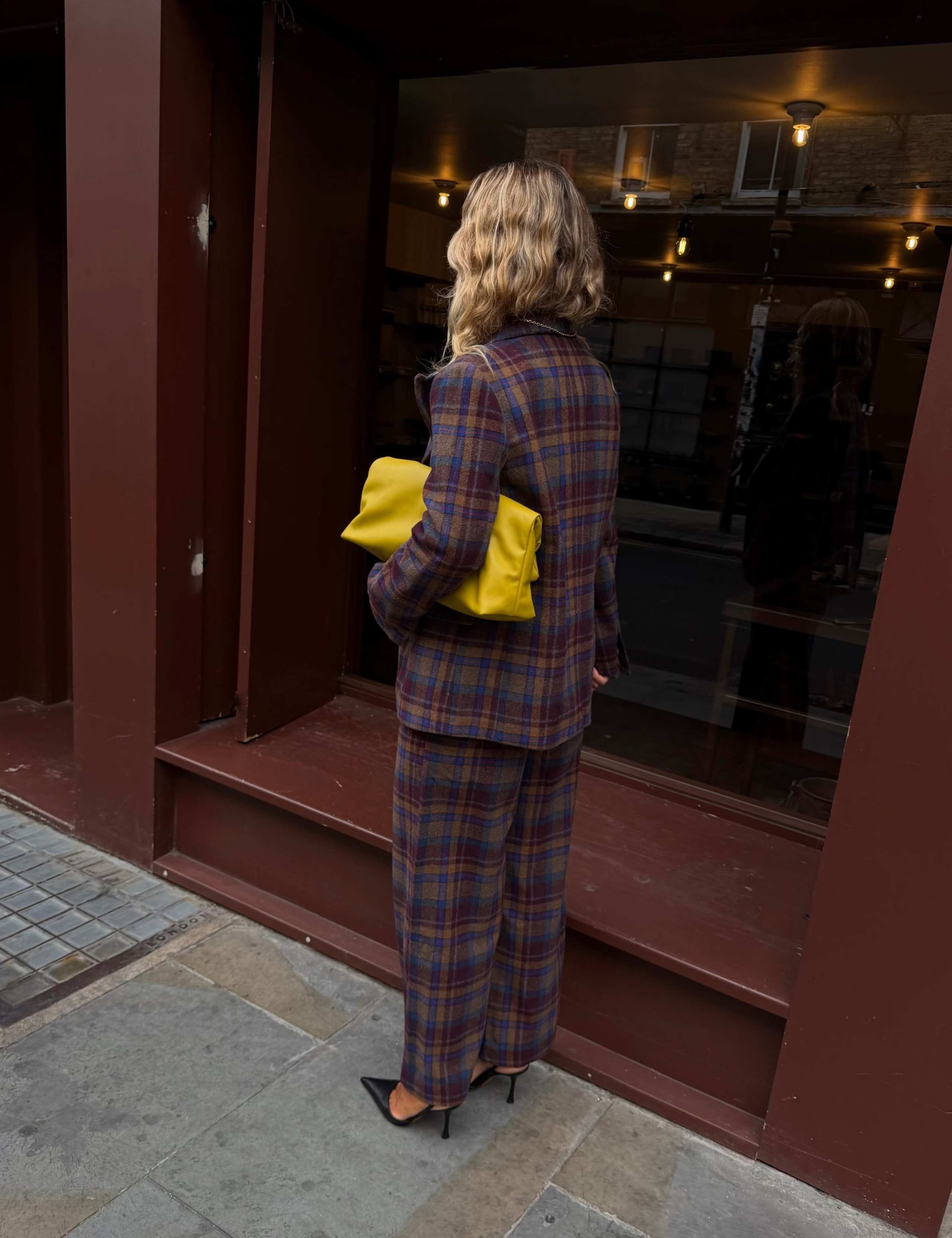 Checked Fold Over Blazer with Wool 4 of 5