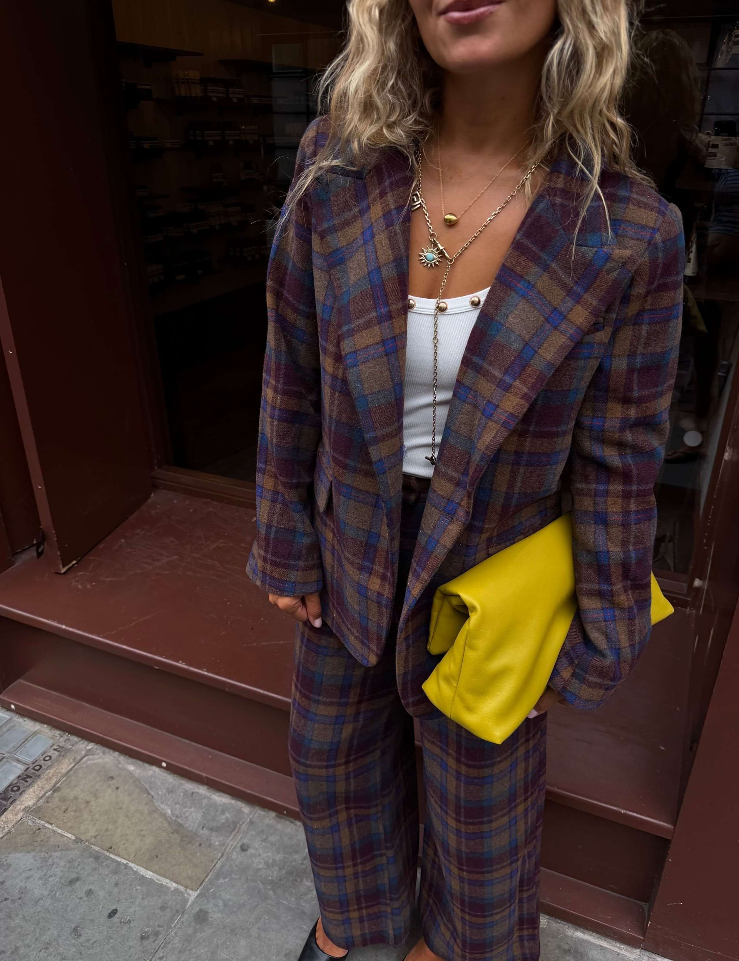Checked Fold Over Blazer with Wool 5 of 5