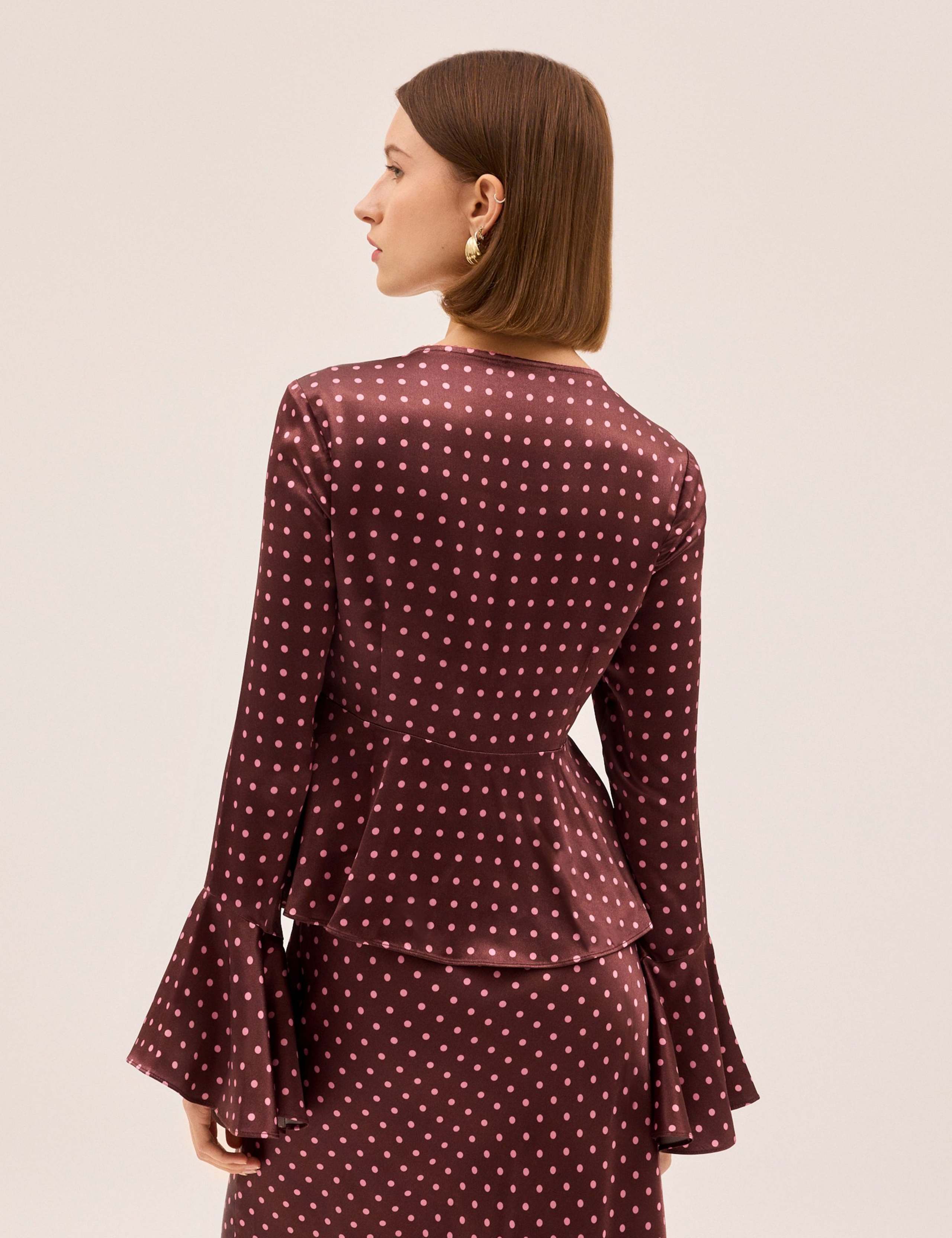 Polka Dot V-Neck Blouse 2 of 4