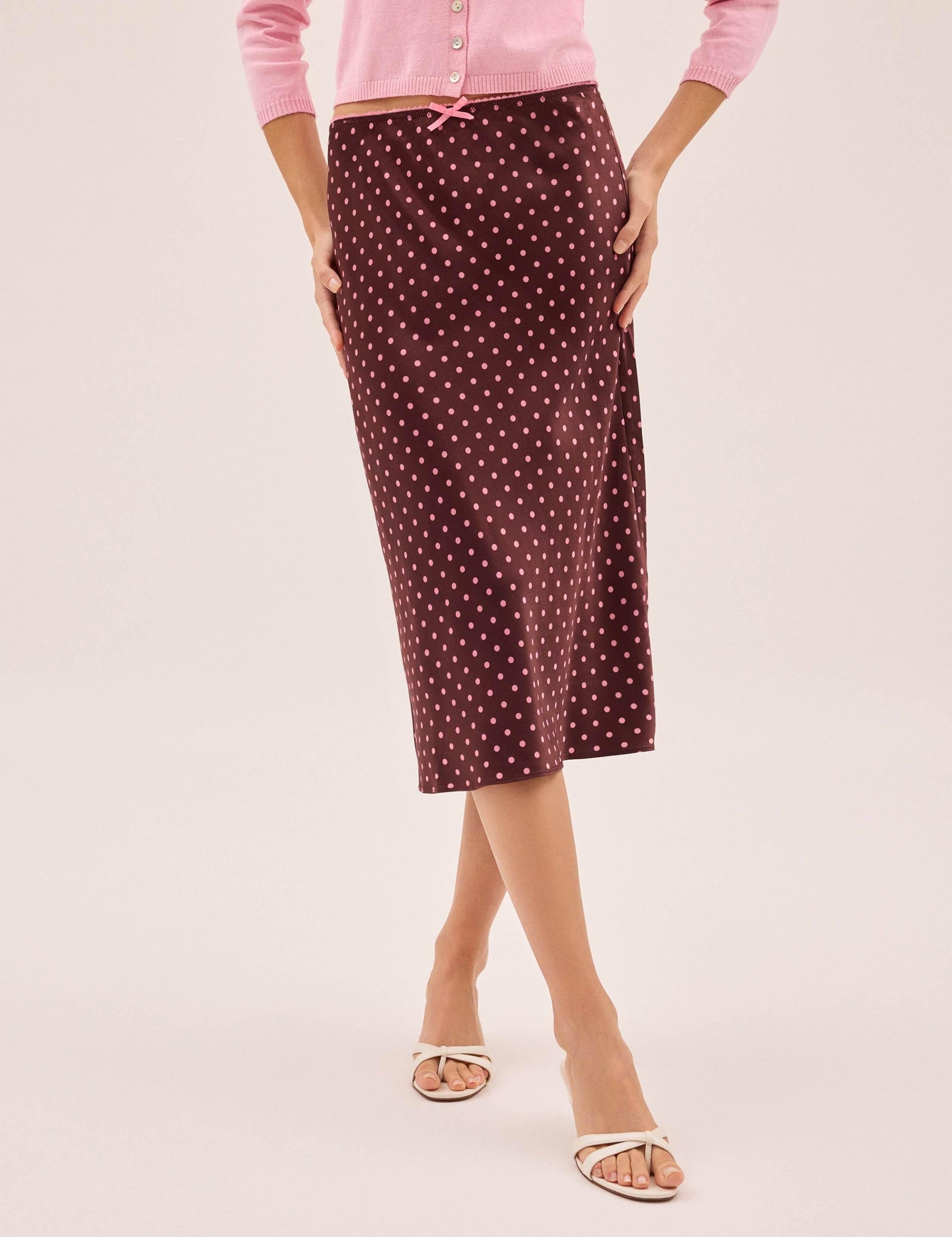 Polka Dot Midi Slip Skirt 5 of 5