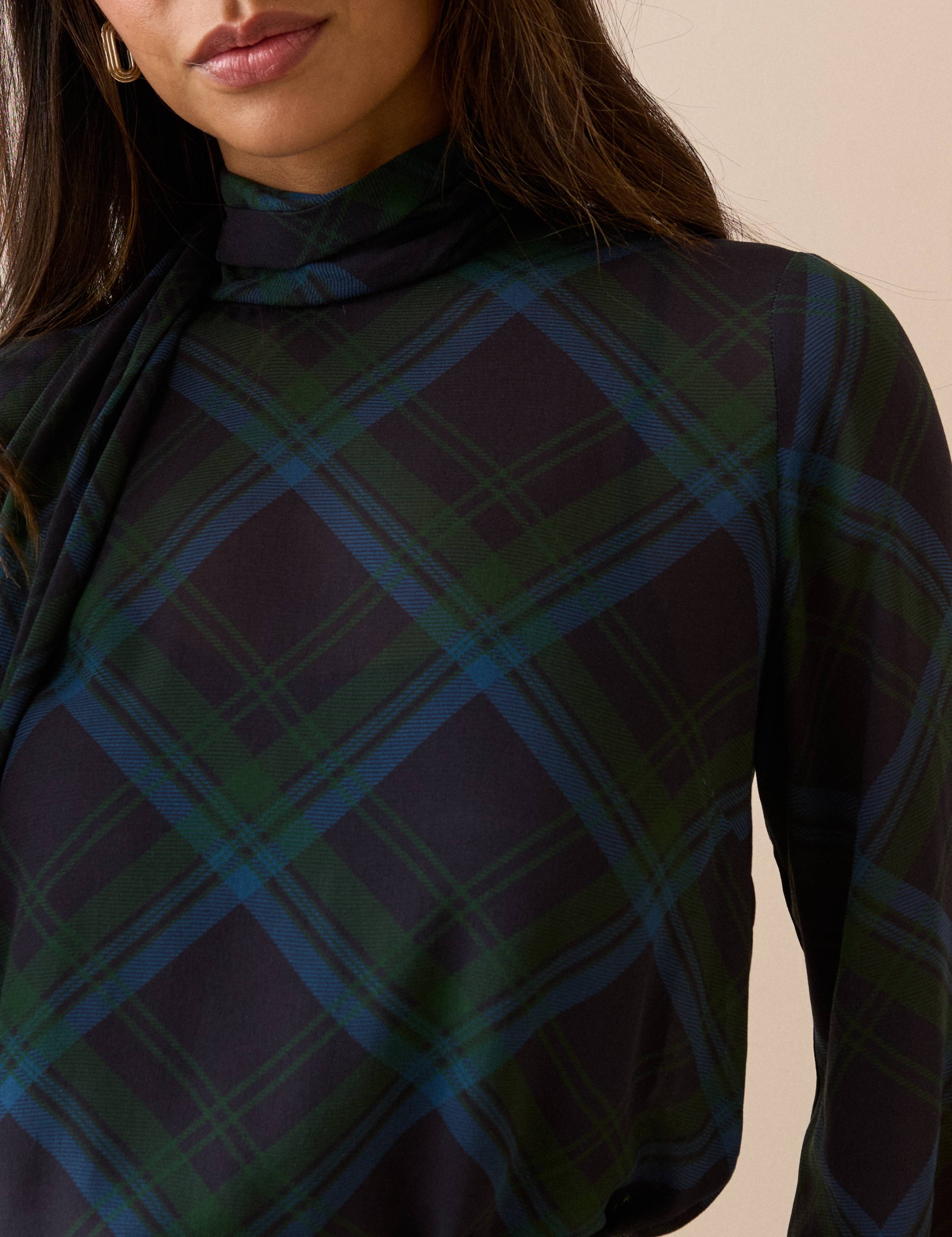 Relaxed Fit Tie Neck Checked Blouse 5 of 6