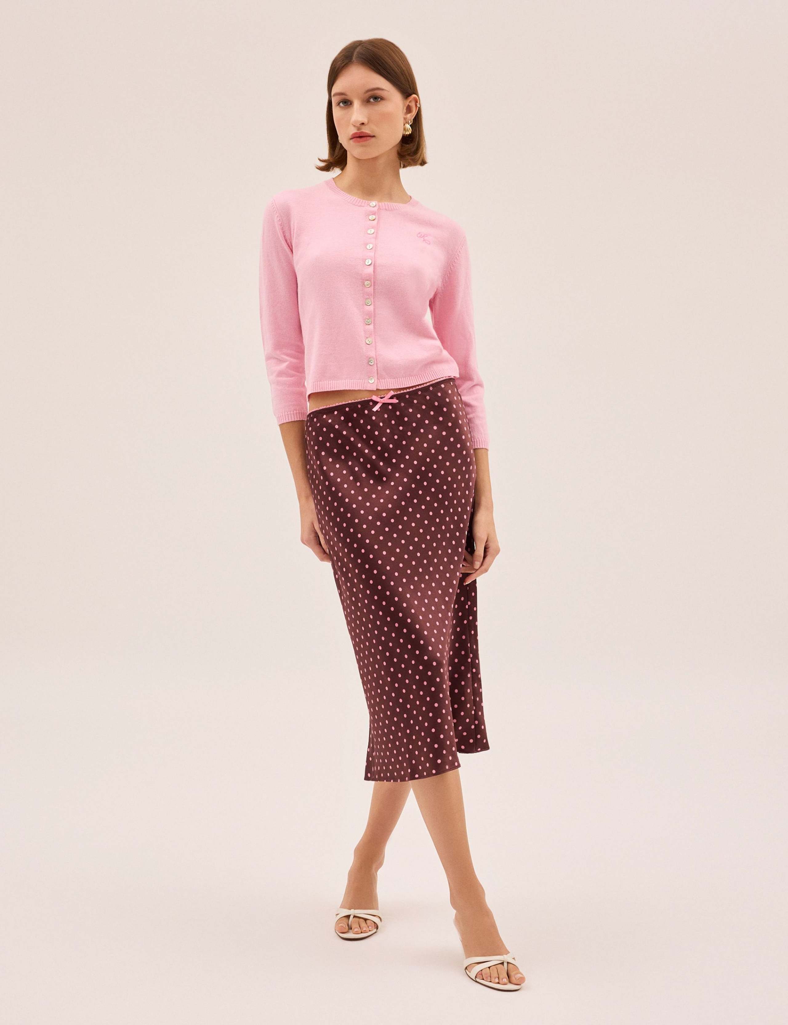 Cotton Rich Button Front Cropped Cardigan 4 of 4