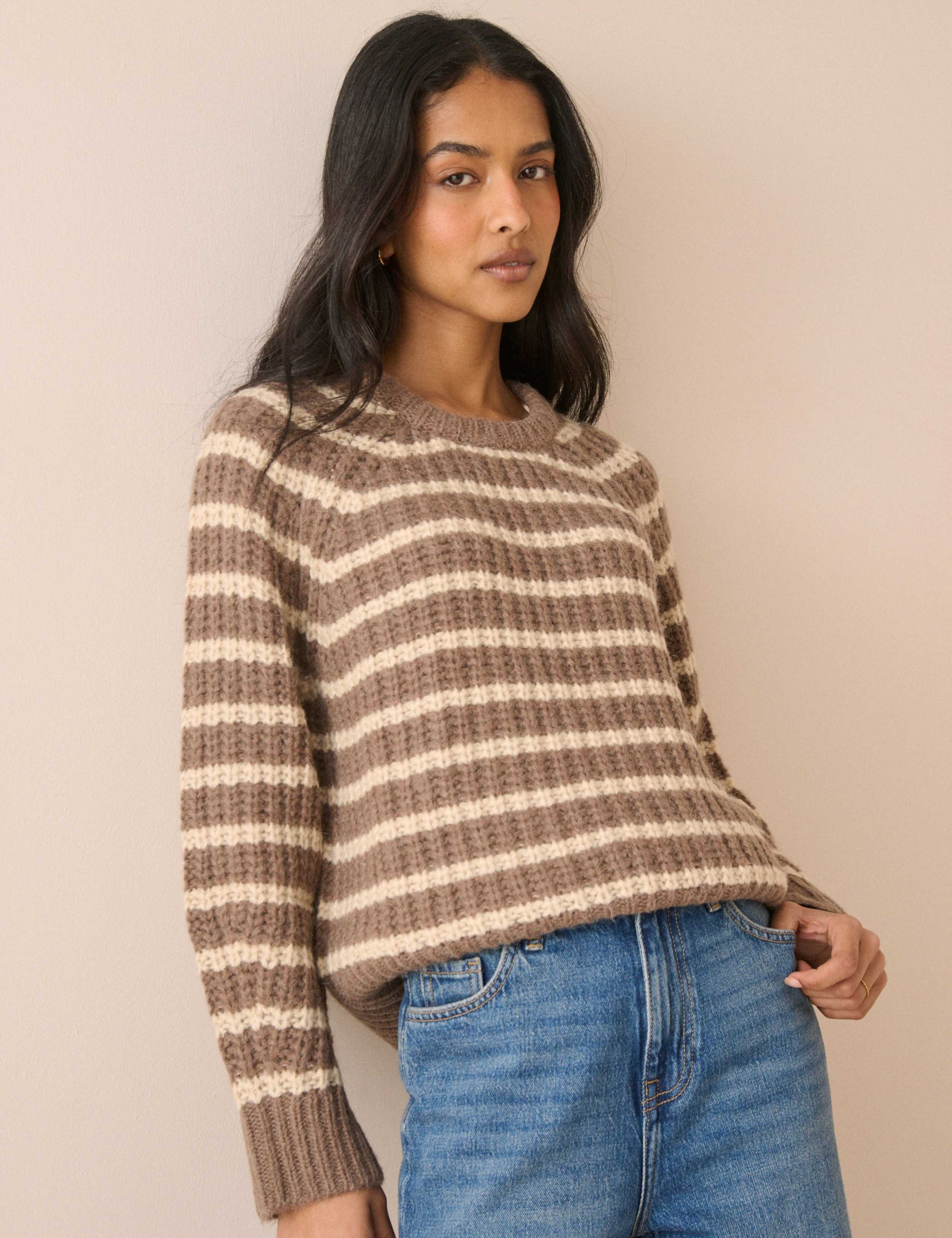 Striped Crew Neck Relaxed Jumper with Wool 2 of 5