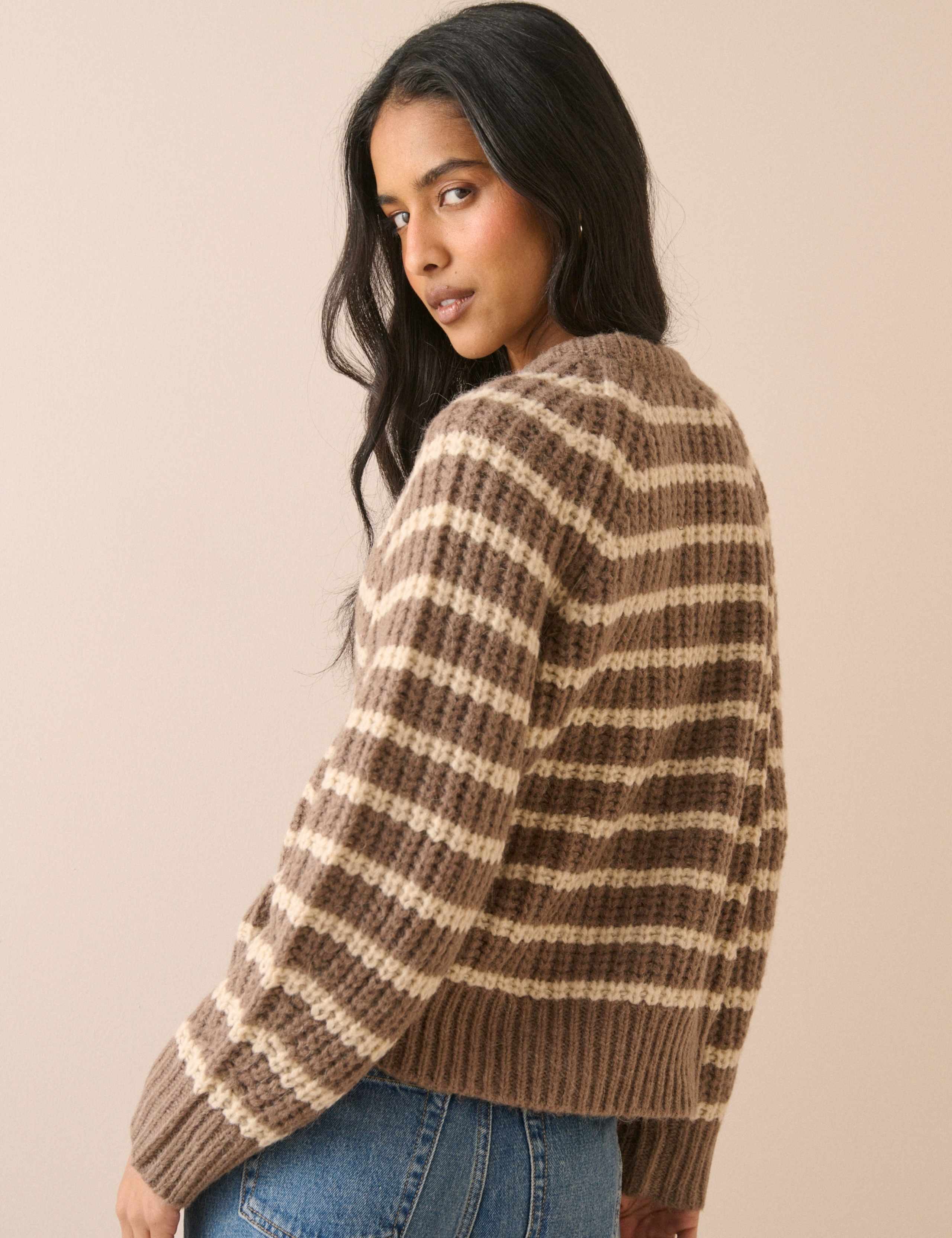 Striped Crew Neck Relaxed Jumper with Wool 3 of 5