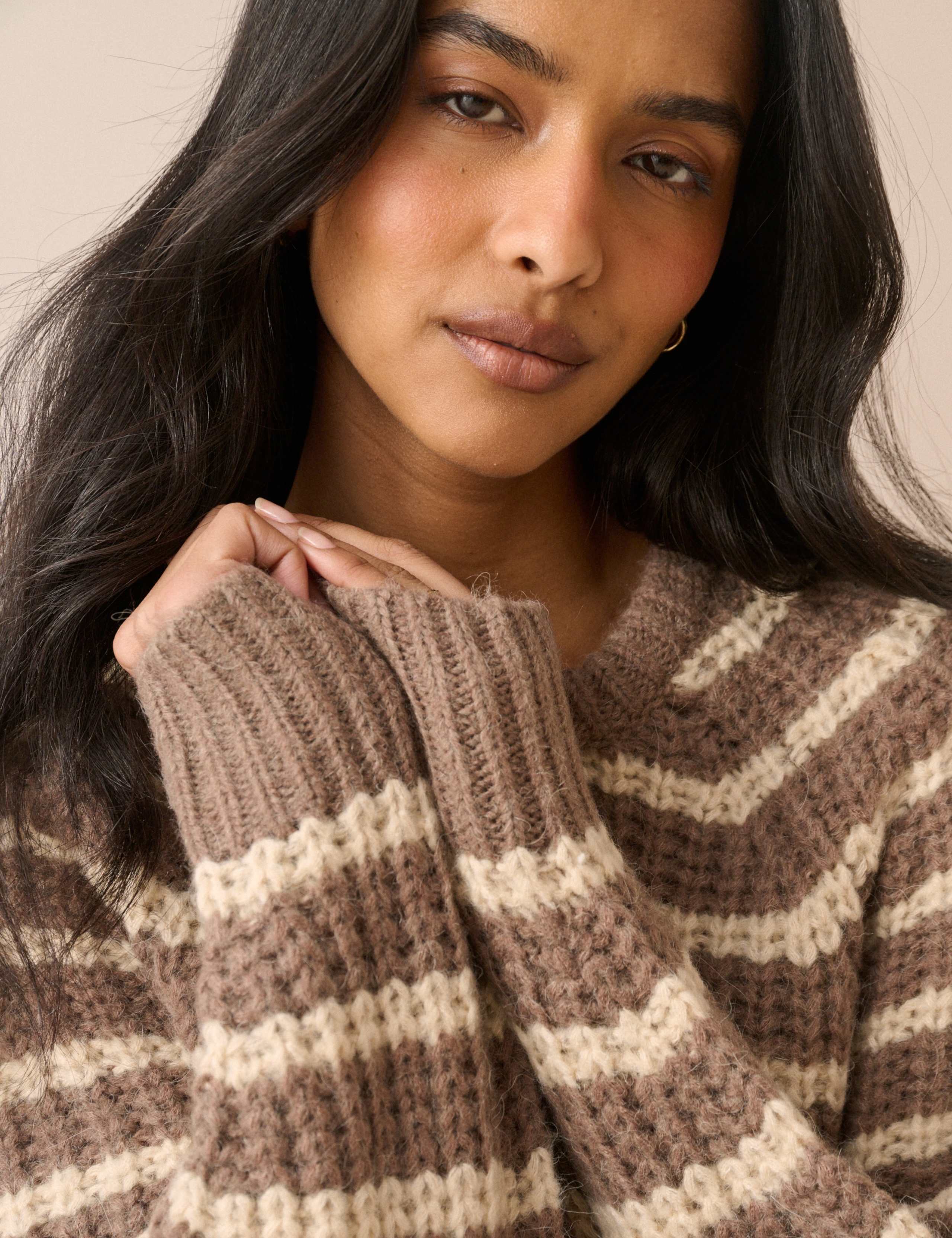 Striped Crew Neck Relaxed Jumper with Wool 5 of 5
